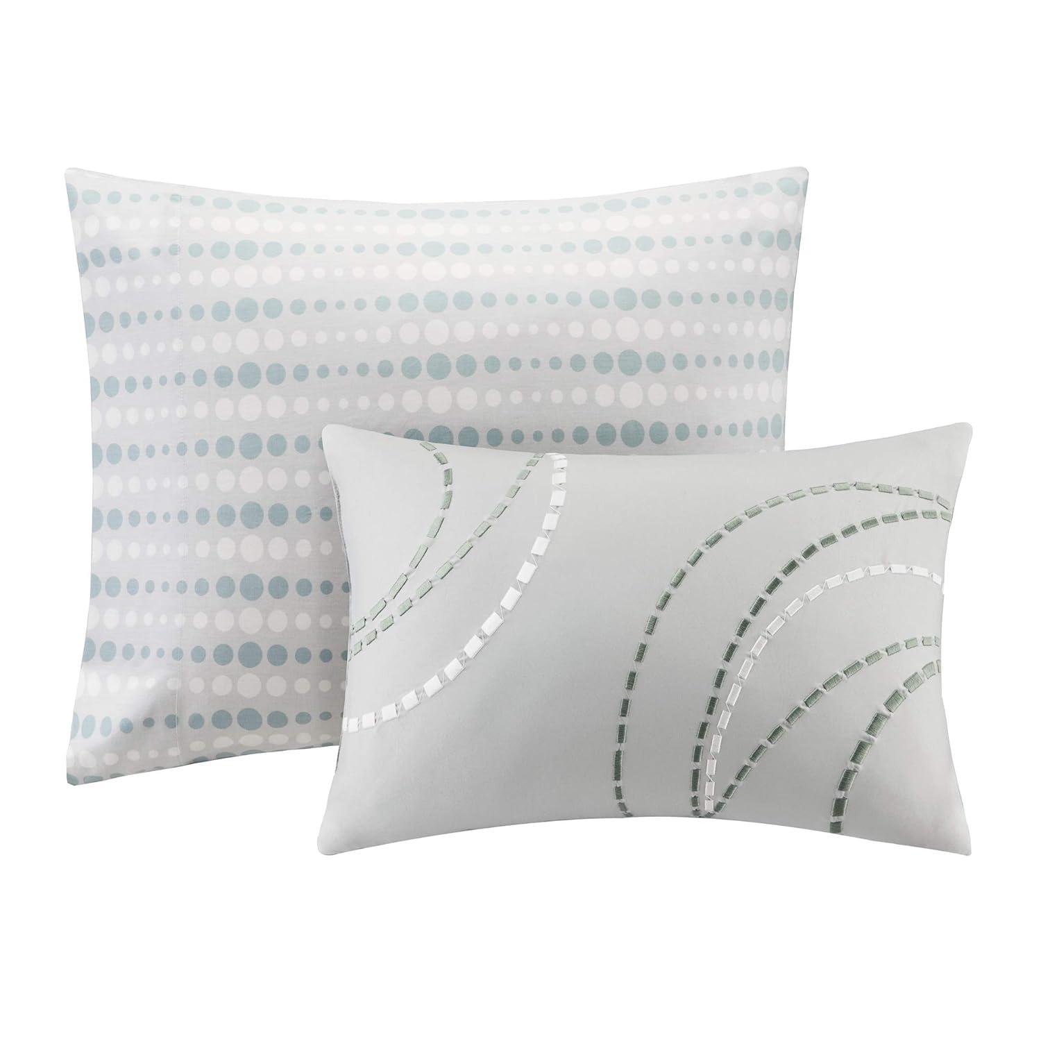 Cabrillo Complete Multiple Piece Comforter Set (Queen) 9-Piece - Aqua: Madison Park Bedding Ensemble with Embroidered Details