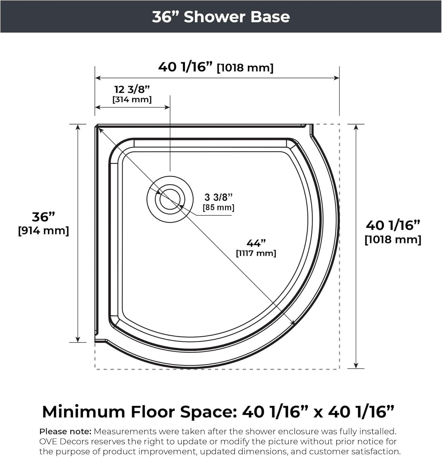 OVE Decors Breeze 40 in. Round Shower Kit w/ Clear, Base, Wall
