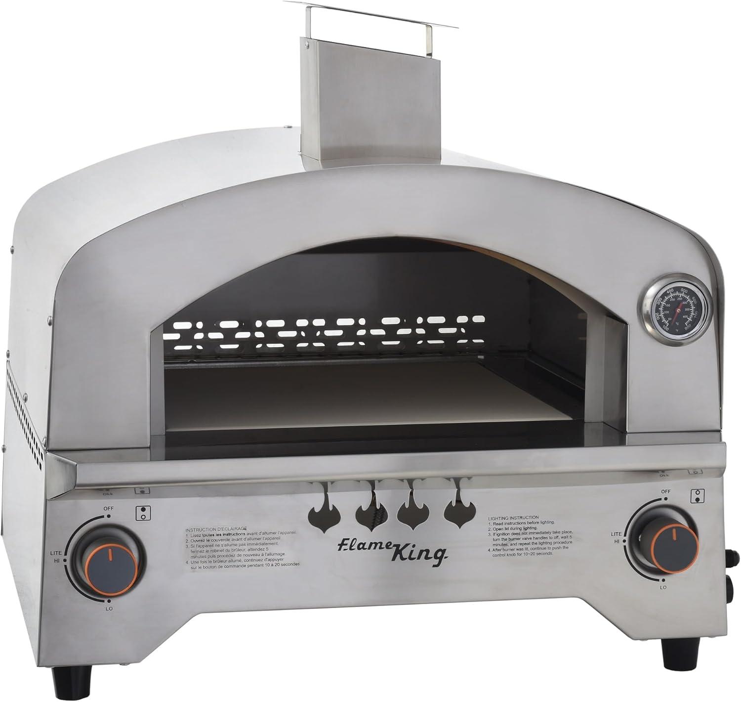 Flame King Propane Gas 13" Outdoor Pizza Oven for Camping, Backyard and Tailgating