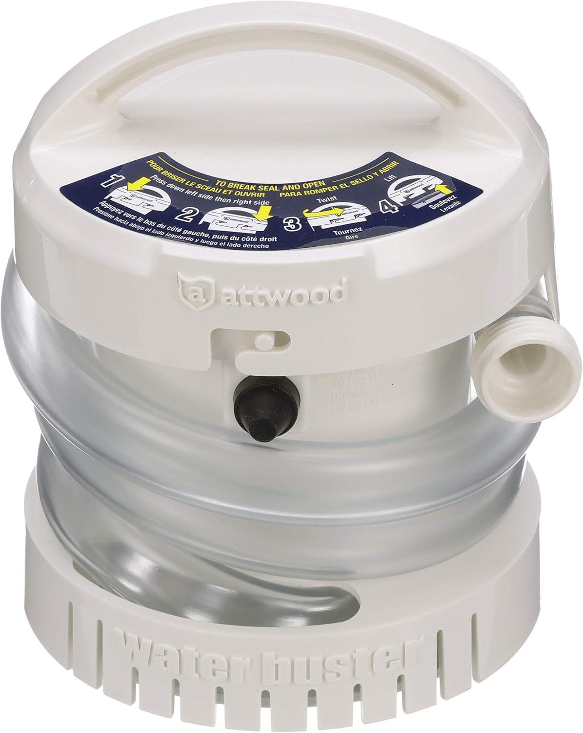 Attwood White and Clear Portable Submersible Pump with Hose