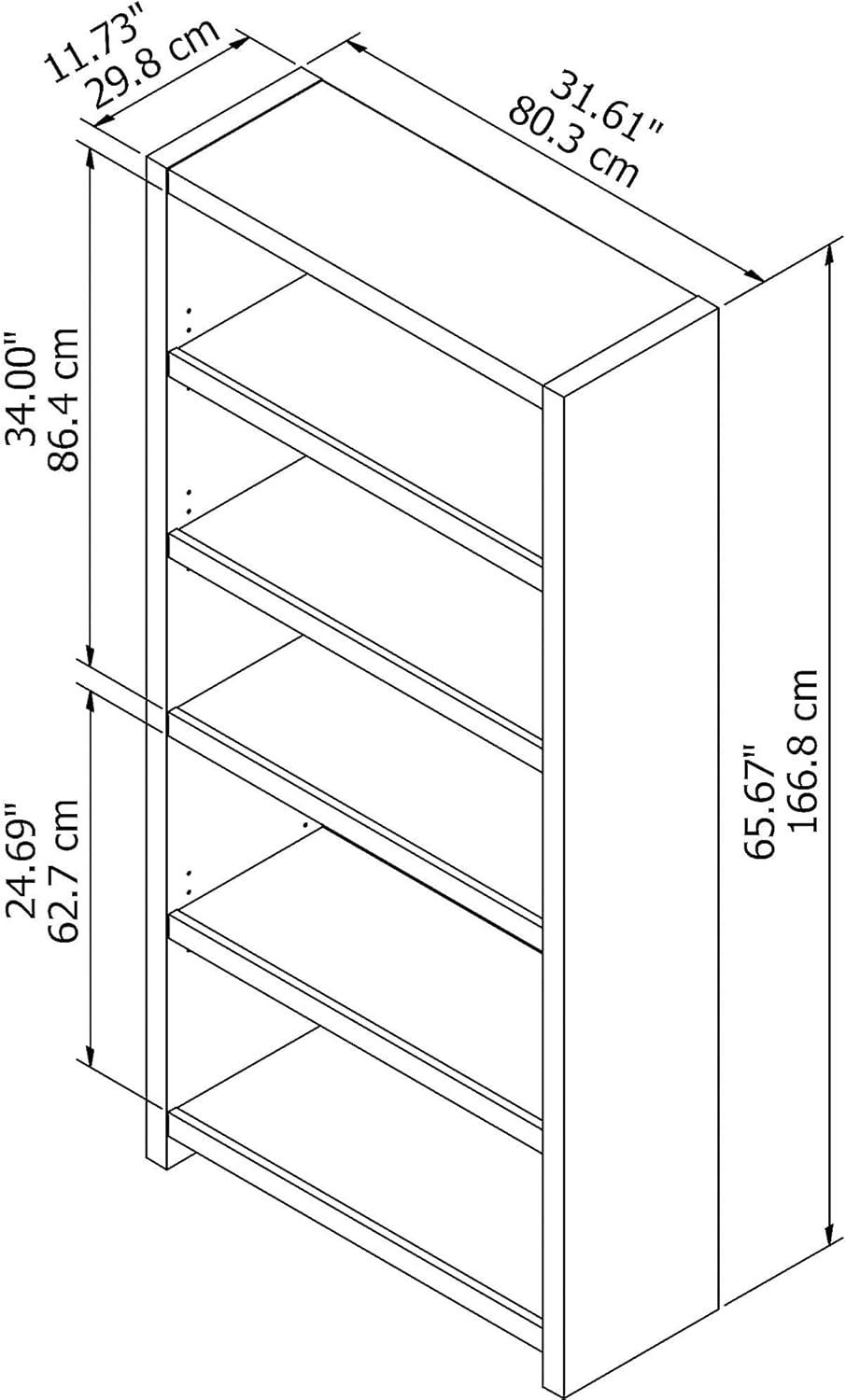 Echo 66" Gray Sand Adjustable Wood Bookcase