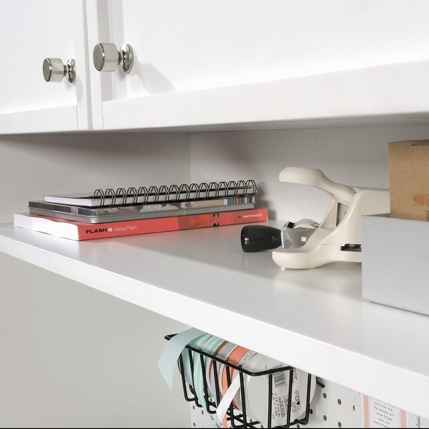 Craft Pro Series Hutch White - Sauder: Adjustable Shelf, Pegboard Back, Enclosed Cord Access