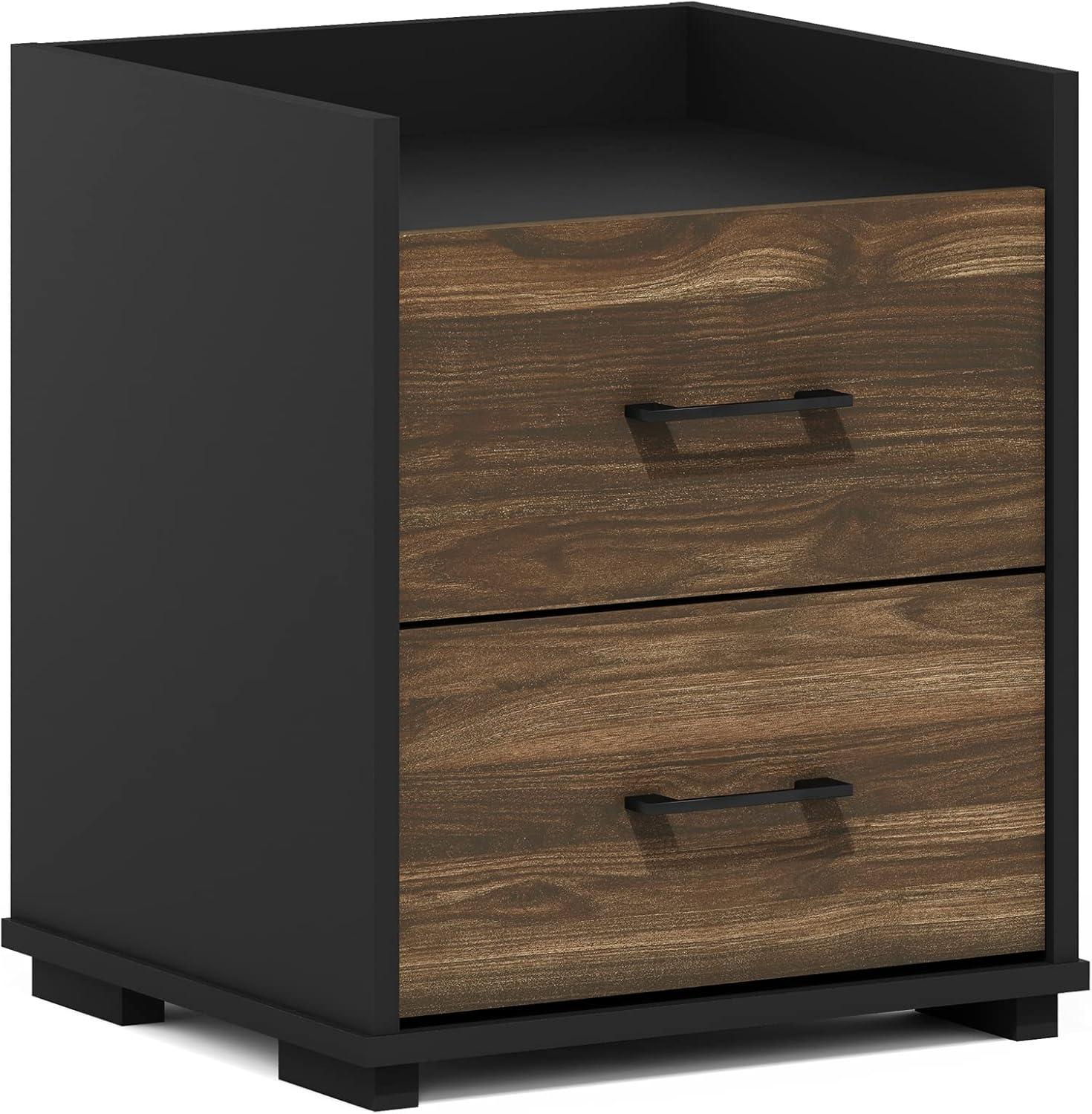 Furinno  Tidur Modern Bedroom Bedside Tables Handle 2-Drawer Chest Nightstand