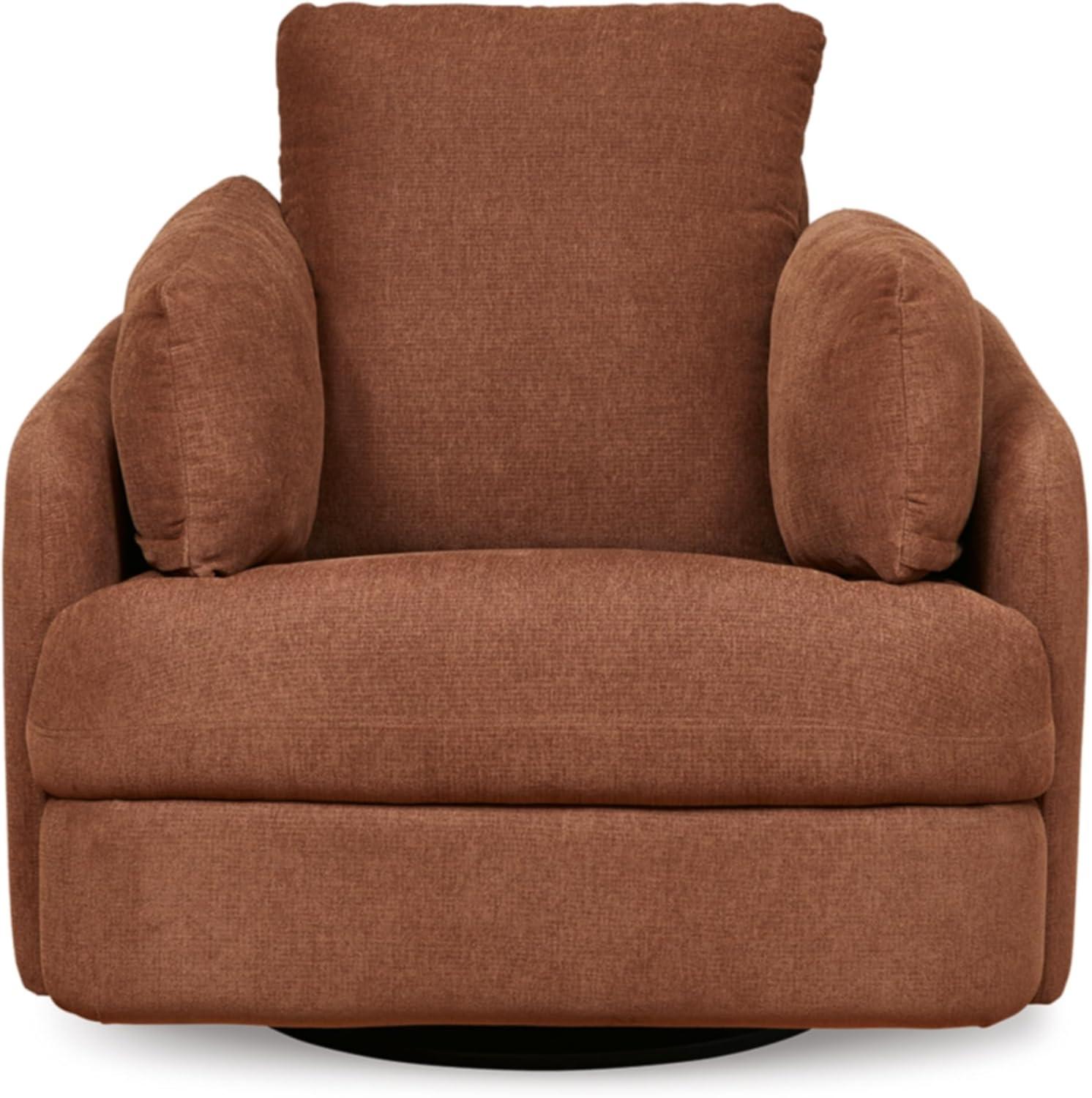 Spice Brown Swivel Recliner Armchair with Hidden Storage