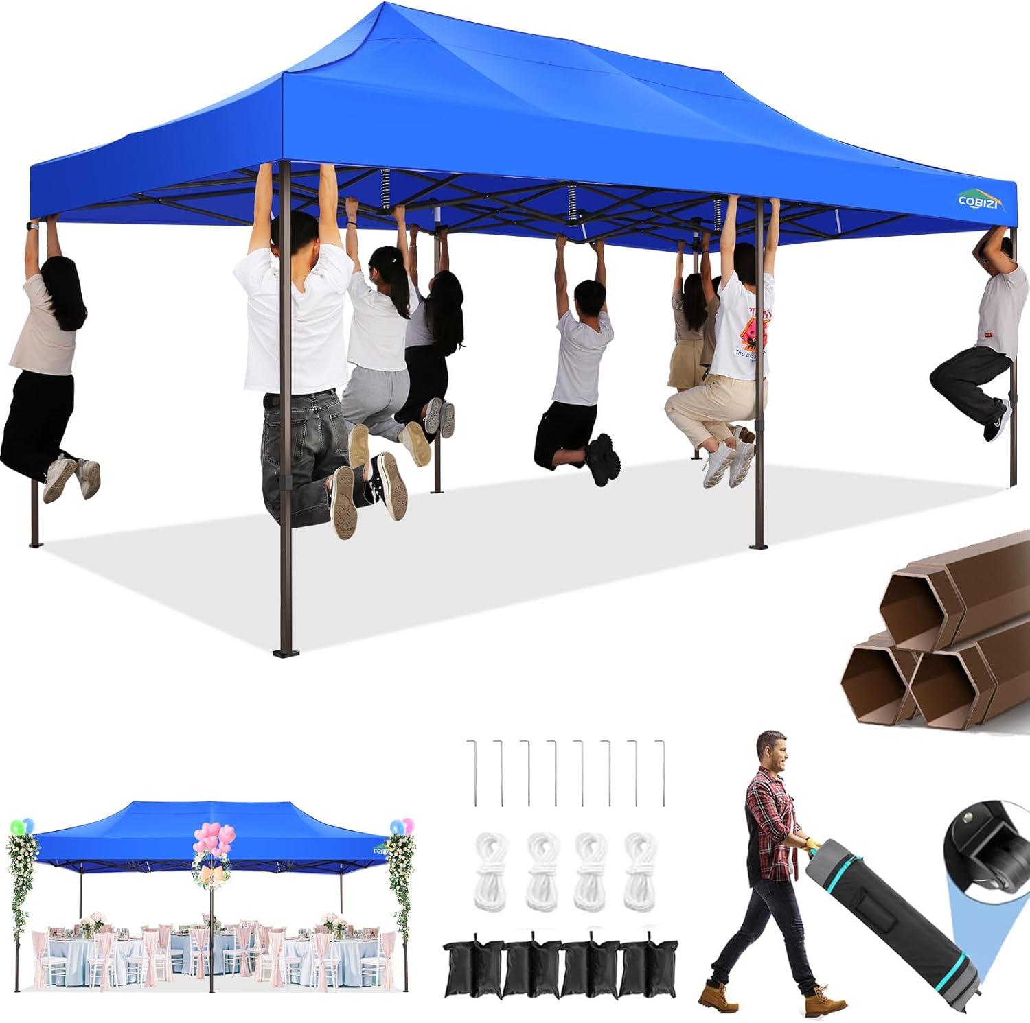 Cobizi 10x20 Canopy Tent, Heavy Duty Pop up Canopy with Sidewalls, Waterproof Easy Setup Canopy with Mosquito Netting, Outdoor Instant Screen Tents for Parties, Wedding, Backyard with Carry Bag