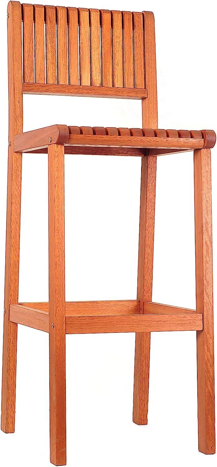 Elegant L-Shaped Eucalyptus Outdoor Barstool