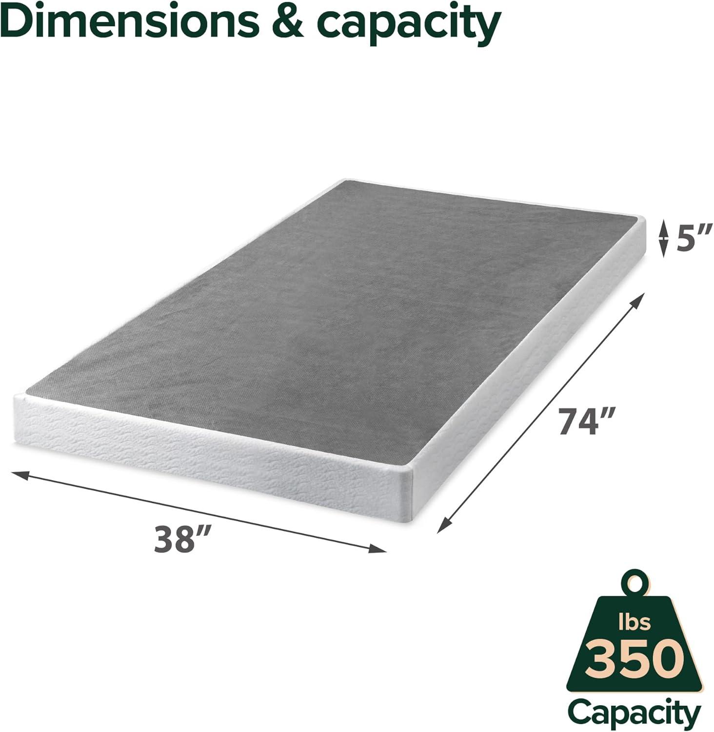 Metal Smart BoxSpring Mattress Base with Quick Assembly Gray - Zinus