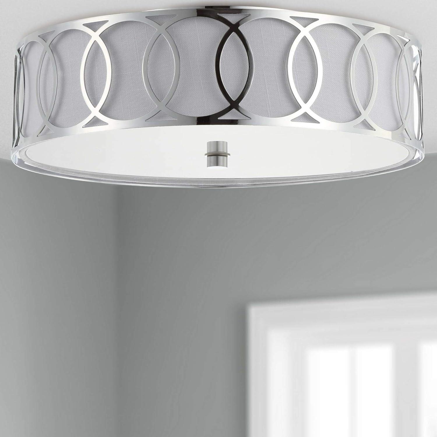 Aubrey 3-Light 15.5" Metal LED Flush Mount, Chrome