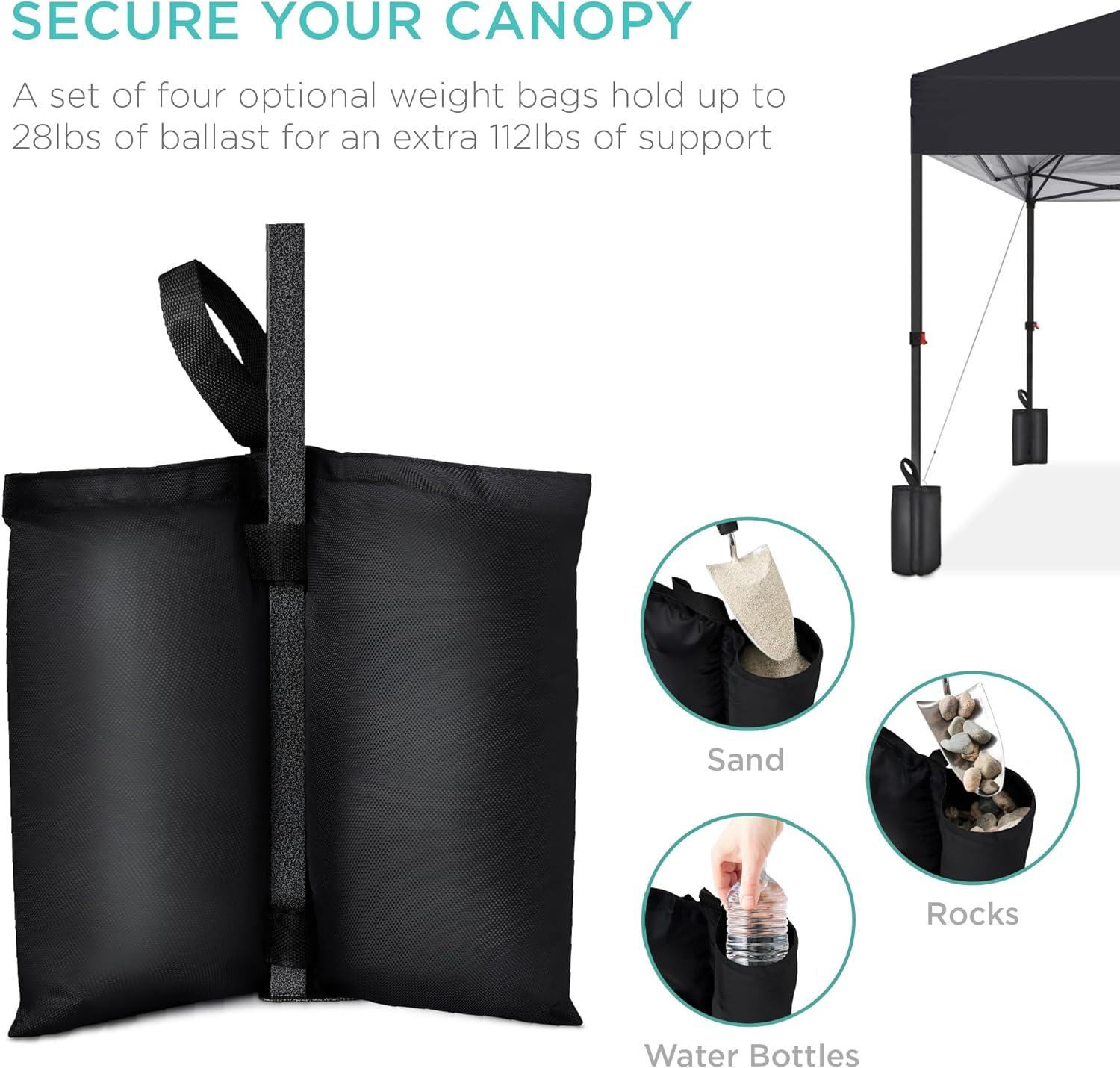 Best Choice Products Best Choice Products Easy Setup Pop Up Canopy W/ 1-Button Setup, Wheeled Case, 4 Weight Bags