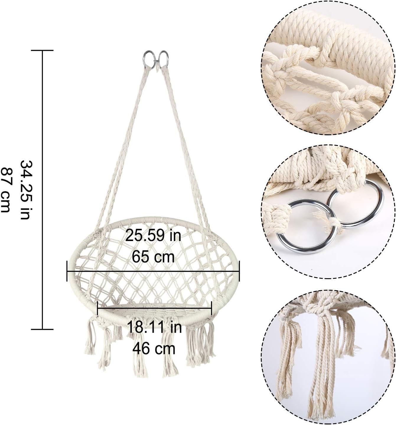 Off-White Handmade Macrame Kids Hammock Swing Chair