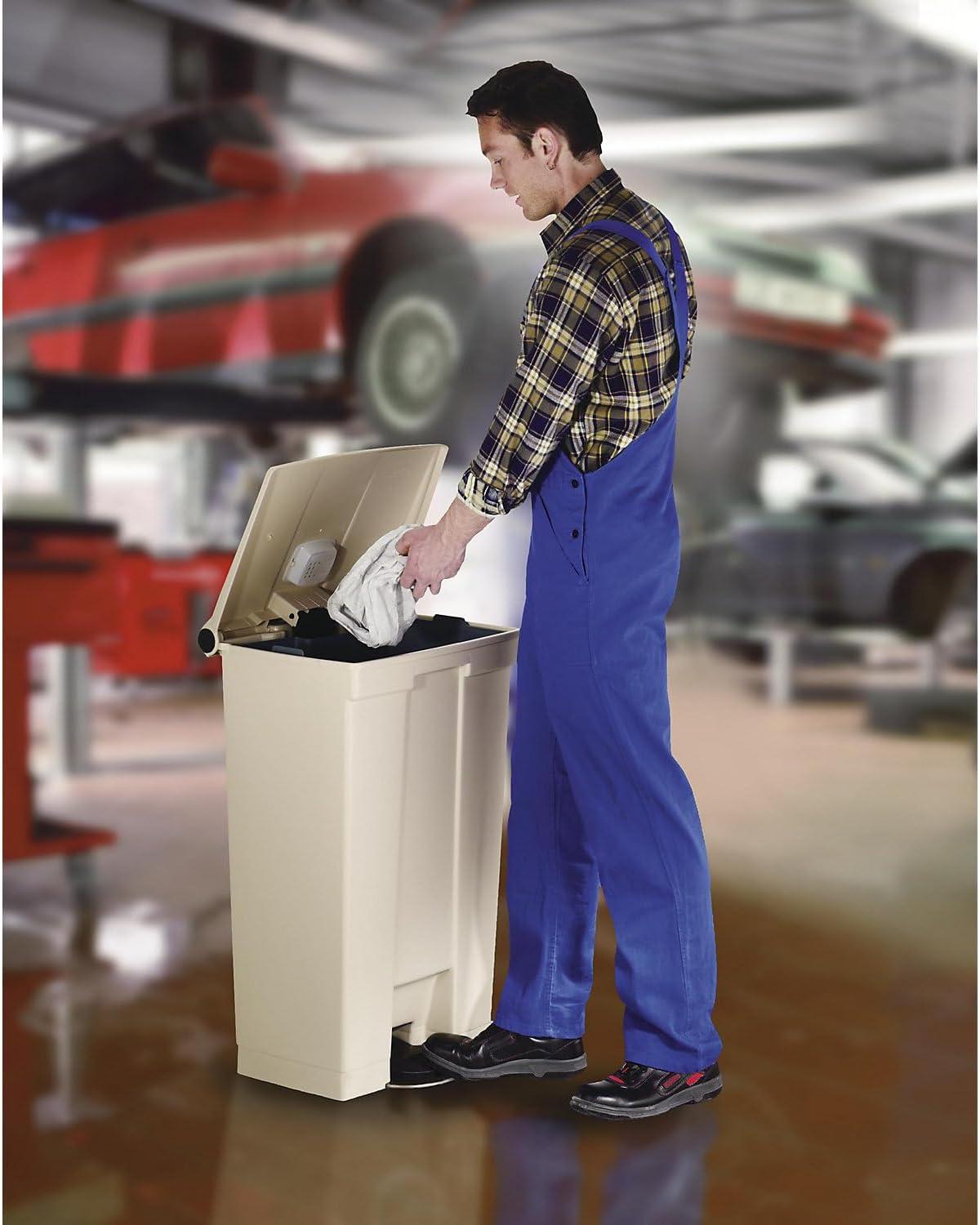 White 23-Gallon Plastic Step-On Trash Can for Commercial Use