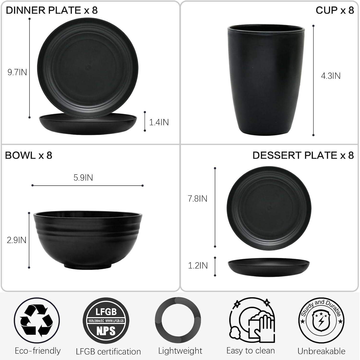 Dinewares Spin Wash Dinnerware Dish Set | Mugs, Salad and Dinner Plates and Bowls Sets, High Quality Dishes with Highly Chip and Crack Resistant, Dishwasher and Microwave Safe