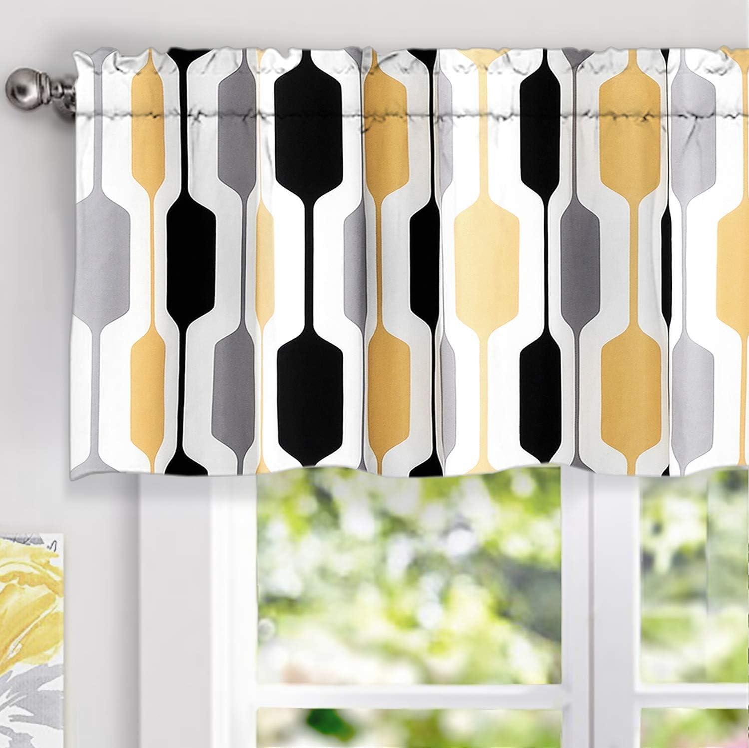 DriftAway Riley Geo Room Darkening Blackout Thermal Insulated Grommet Lined Window Curtains Mid Century Geometric Pattern 2 Layers 2 Panels Each 52 Inch by 54 Inch Gold Black Gray
