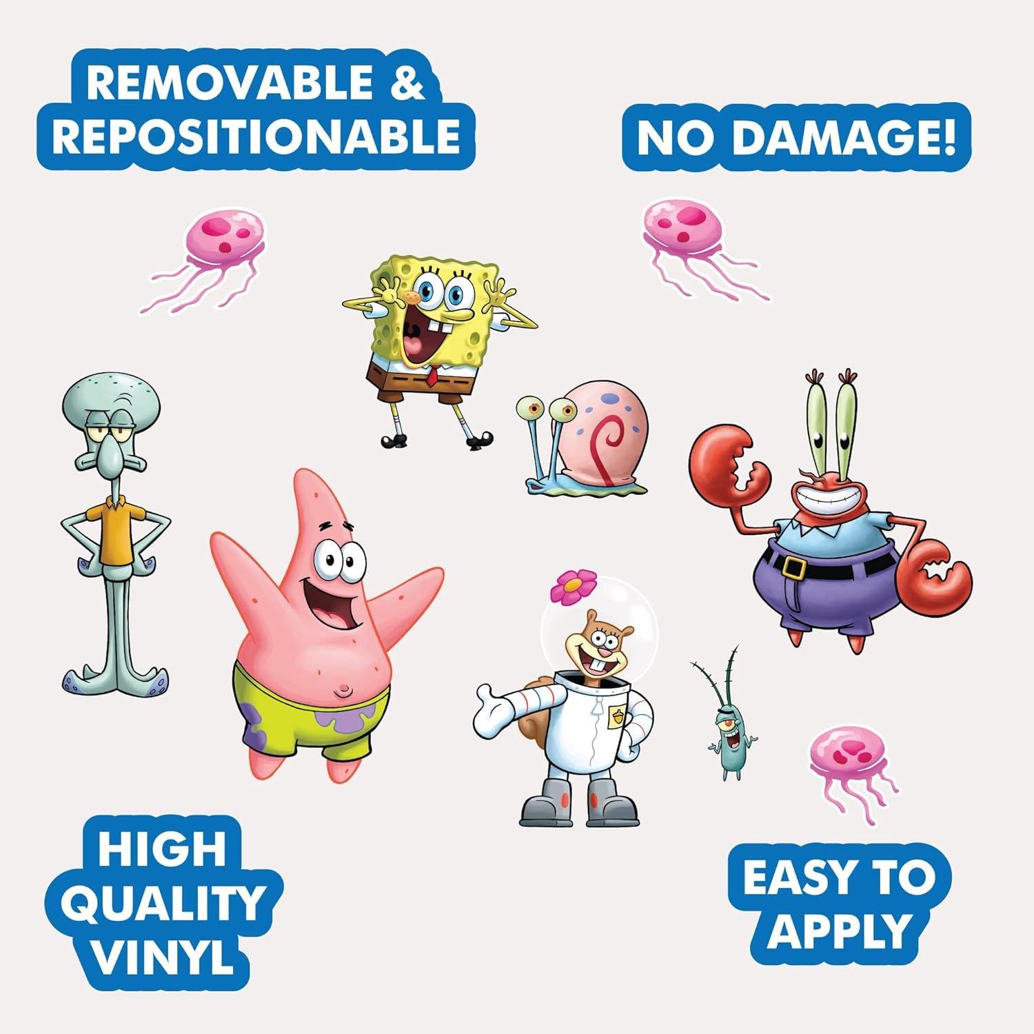 SpongeBob SquarePants Wall Decals - Patrick Star, Squidward, Mr. Krabs, Gary, Plankton, Sandy Cheeks Vinyl Wall Sticker Bedroom Decorations Peel and Stick Room Decor