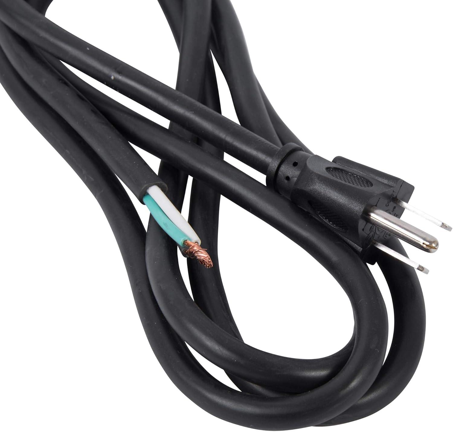 Power Supply Cord SJTW Black 6ft 16/3 15A Straight Plug