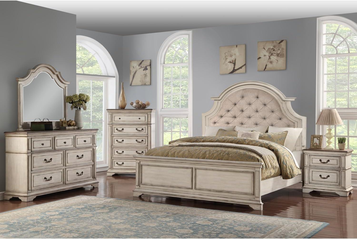 New Classic Furniture Anastasia Traditional Wood King Bed in Ant White
