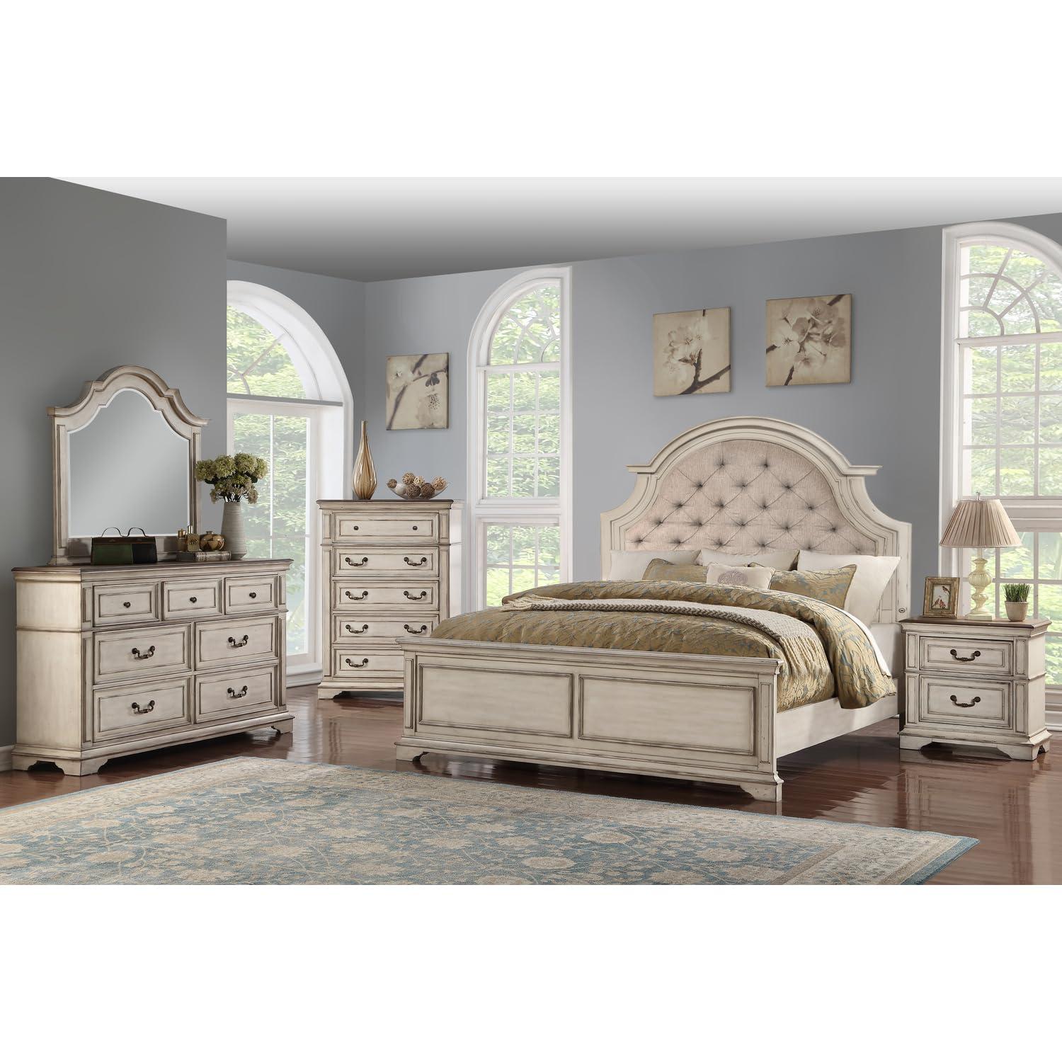 New Classic Furniture Anastasia Traditional Wood King Bed in Ant White