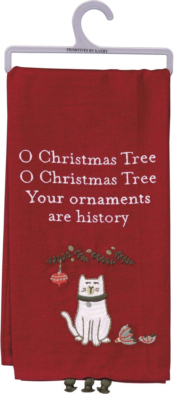 Primitives By Kathy Your Ornaments Are History Cat Kitchen Towel - 20" x 26"