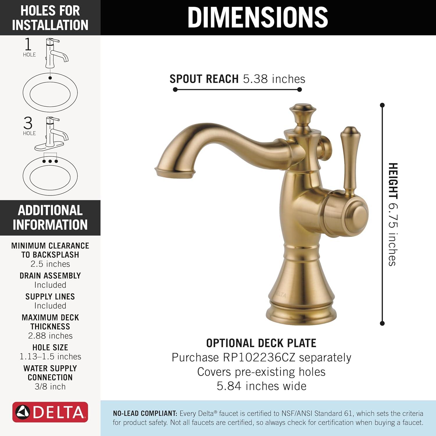 Cassidy™ Single Hole Bathroom Faucet with Drain Assembly