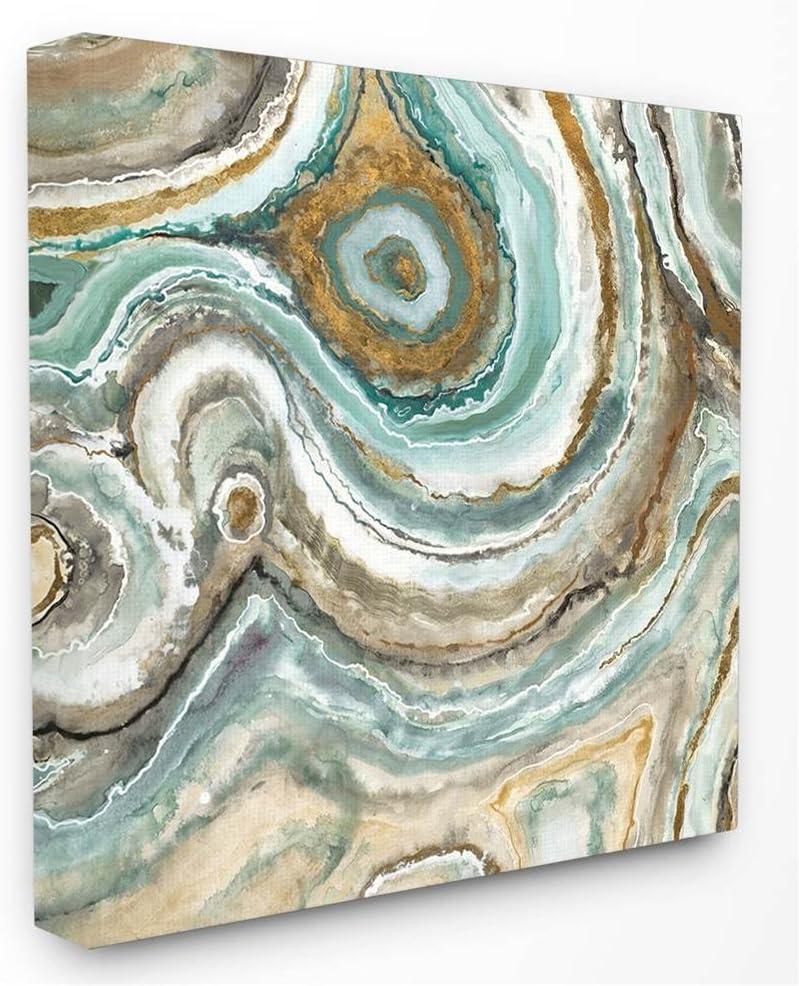 Aqua Geode Abstract Canvas Framed Wall Art, 18 x 18