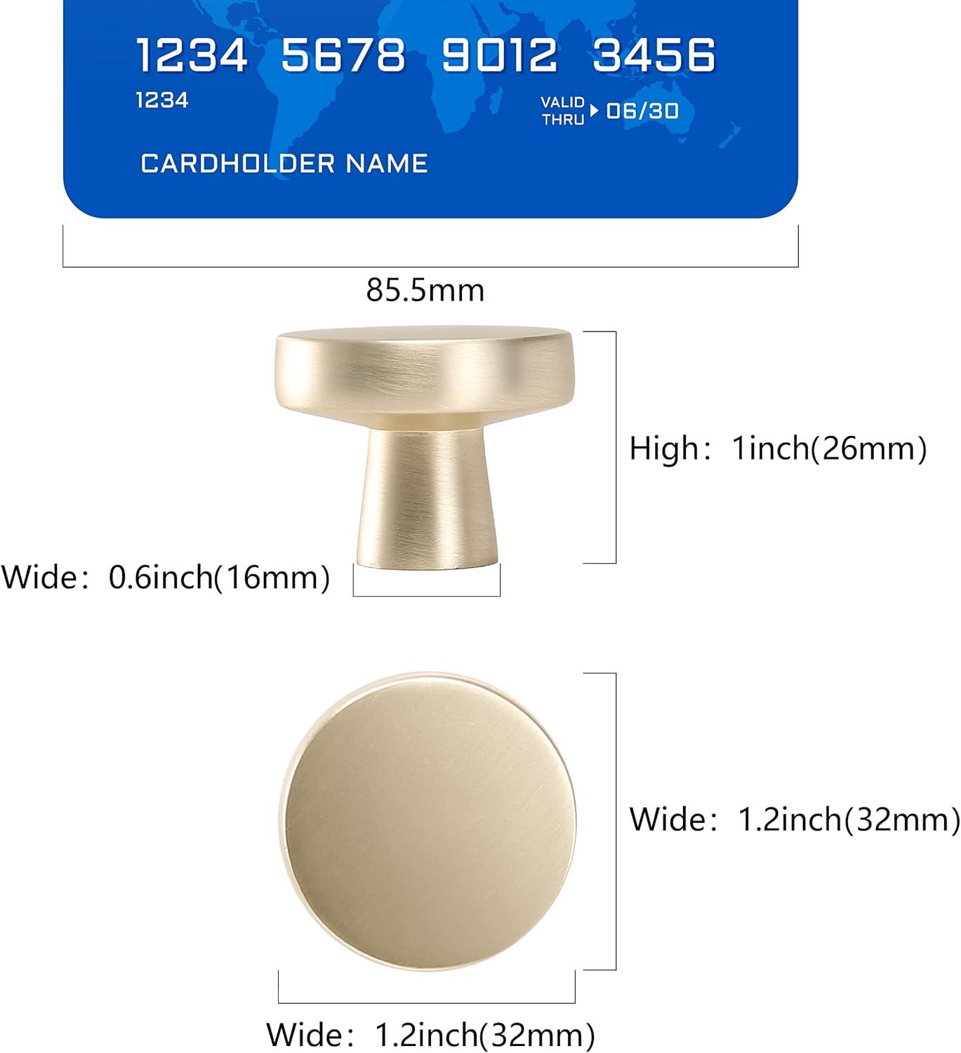 Brushed Brass Round Knurled Cabinet Knob Set