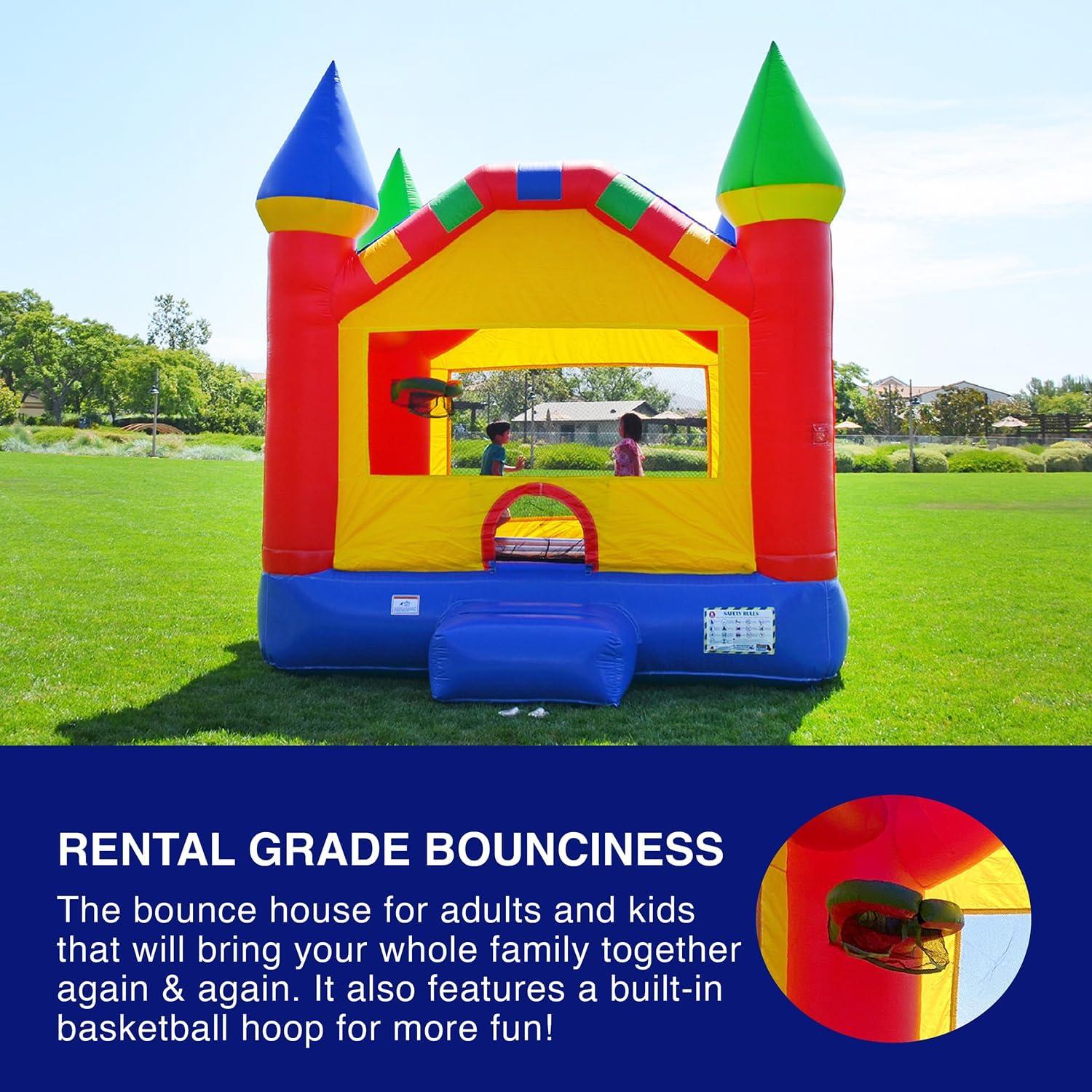 HeroKiddo Castle Inflatable Bounce House with Slide and Blower