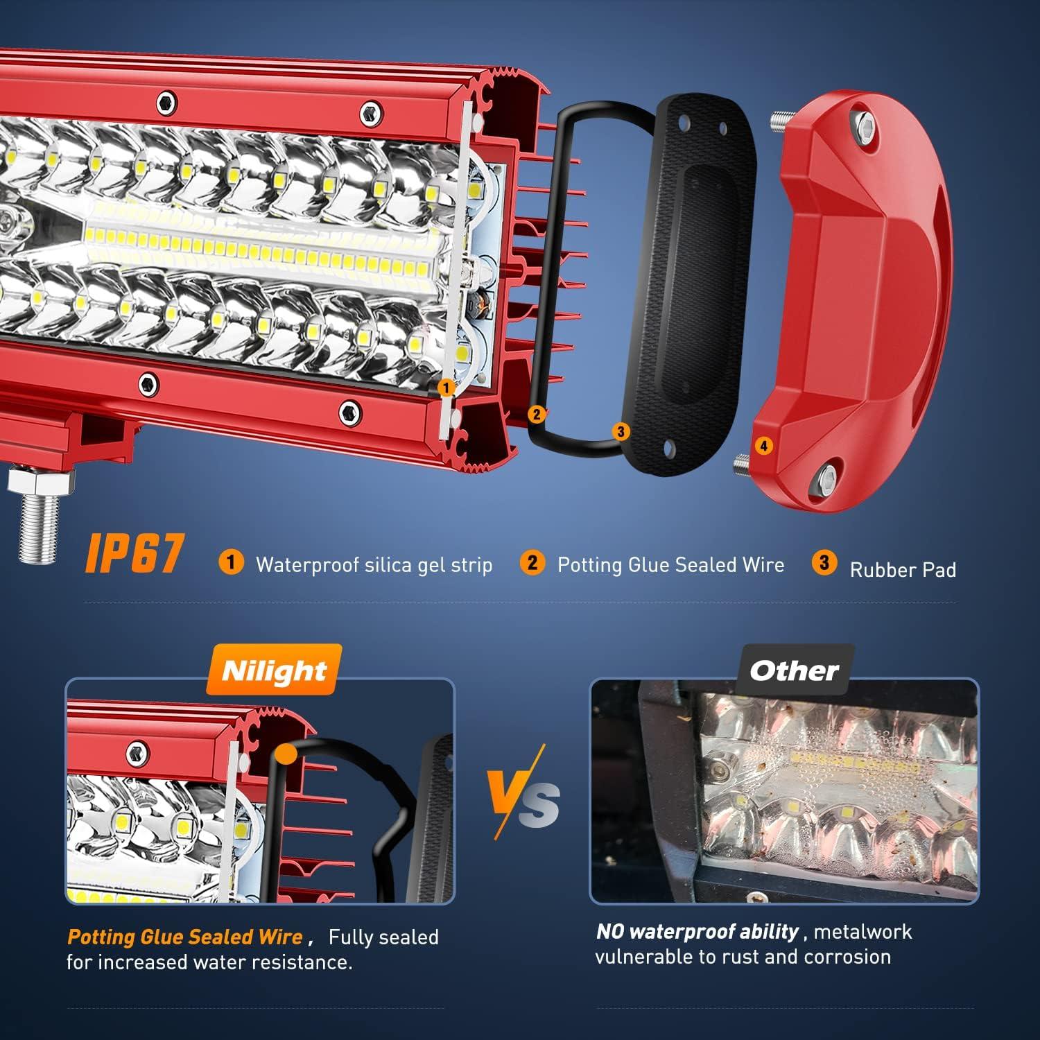 Nilight LED Light Bar 20Inch Triple Row Spot Flood Combo Lights with Wiring Harness Kit for Fog Light Driving Light Work Light on Off-Road Truck SUV ATV UTV, 2 Years Warranty