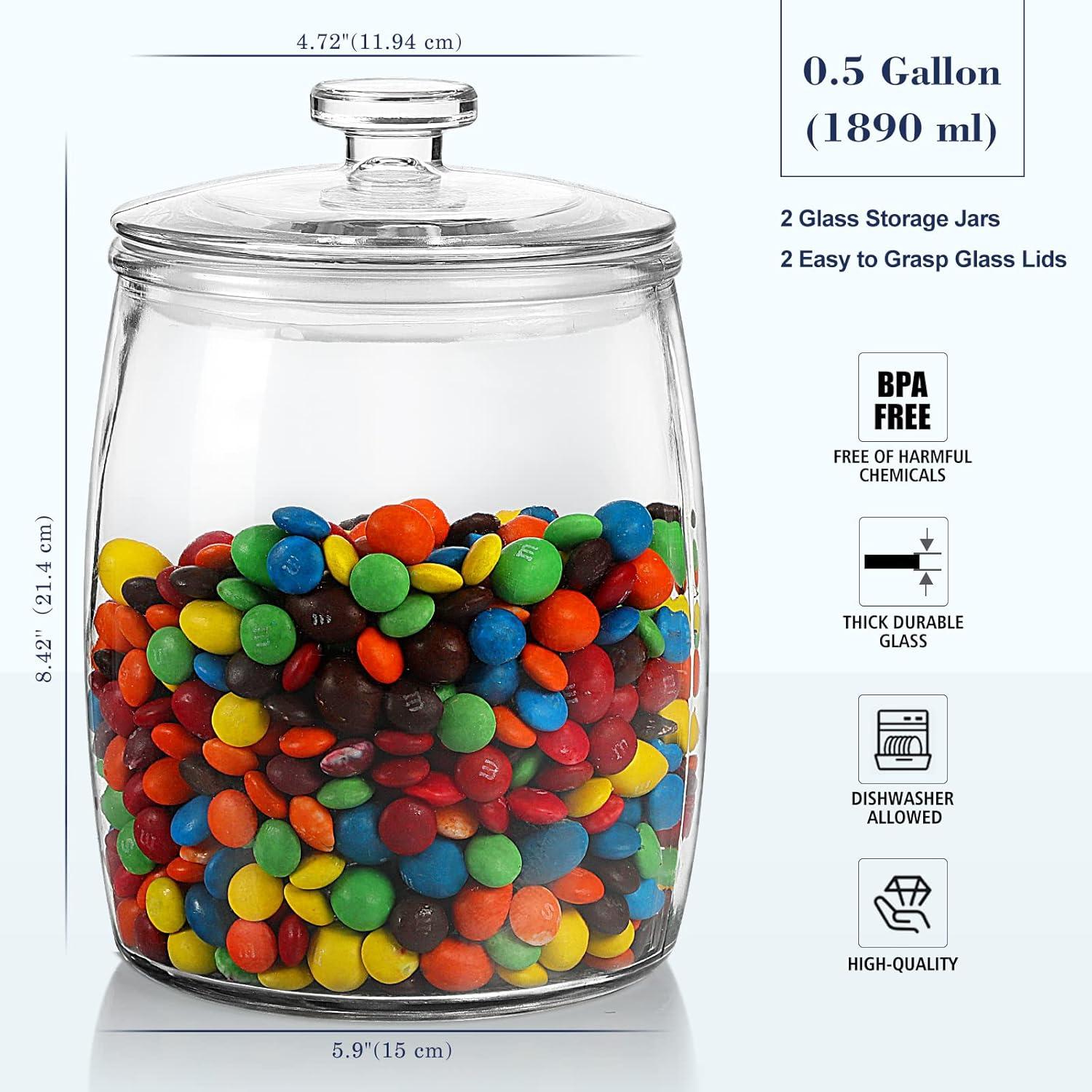 Clear Glass Cylindrical Cookie Jars Set with Snap Lids