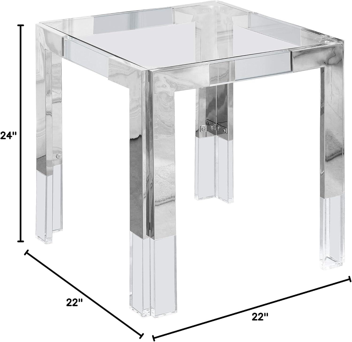 Meridian Furniture Casper Stainless Steel Squared Glass Top End Table in Chrome