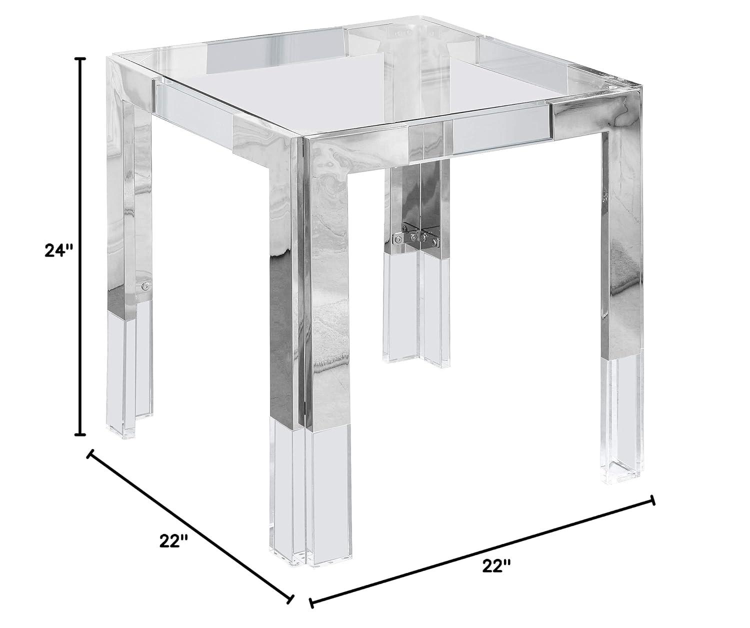 Meridian Furniture Casper Stainless Steel Squared Glass Top End Table in Chrome