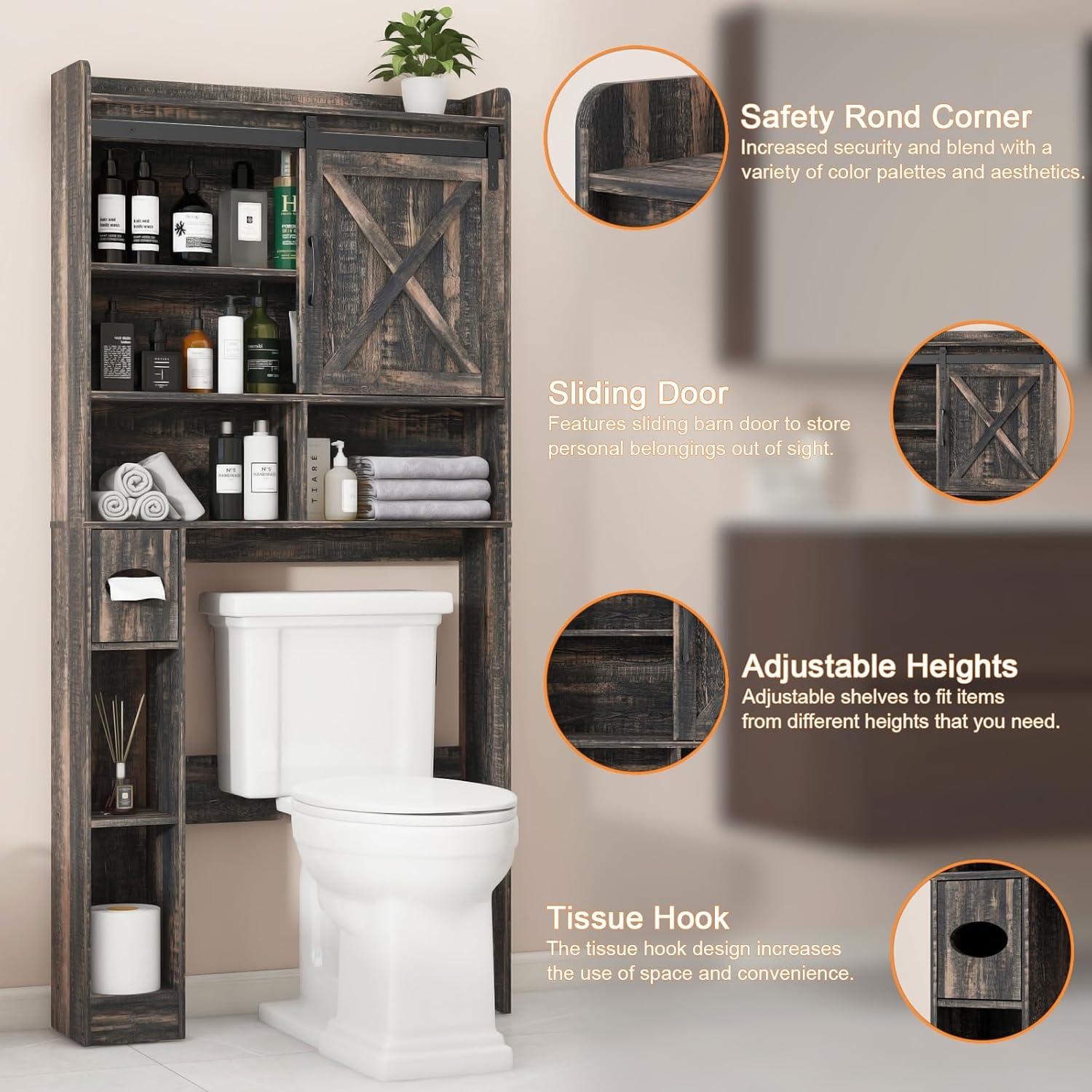 Gracie Oaks The Toilet Storage Cabinet, Farmhouse Storage Cabinet Over Toilet with 2 Barn Doors