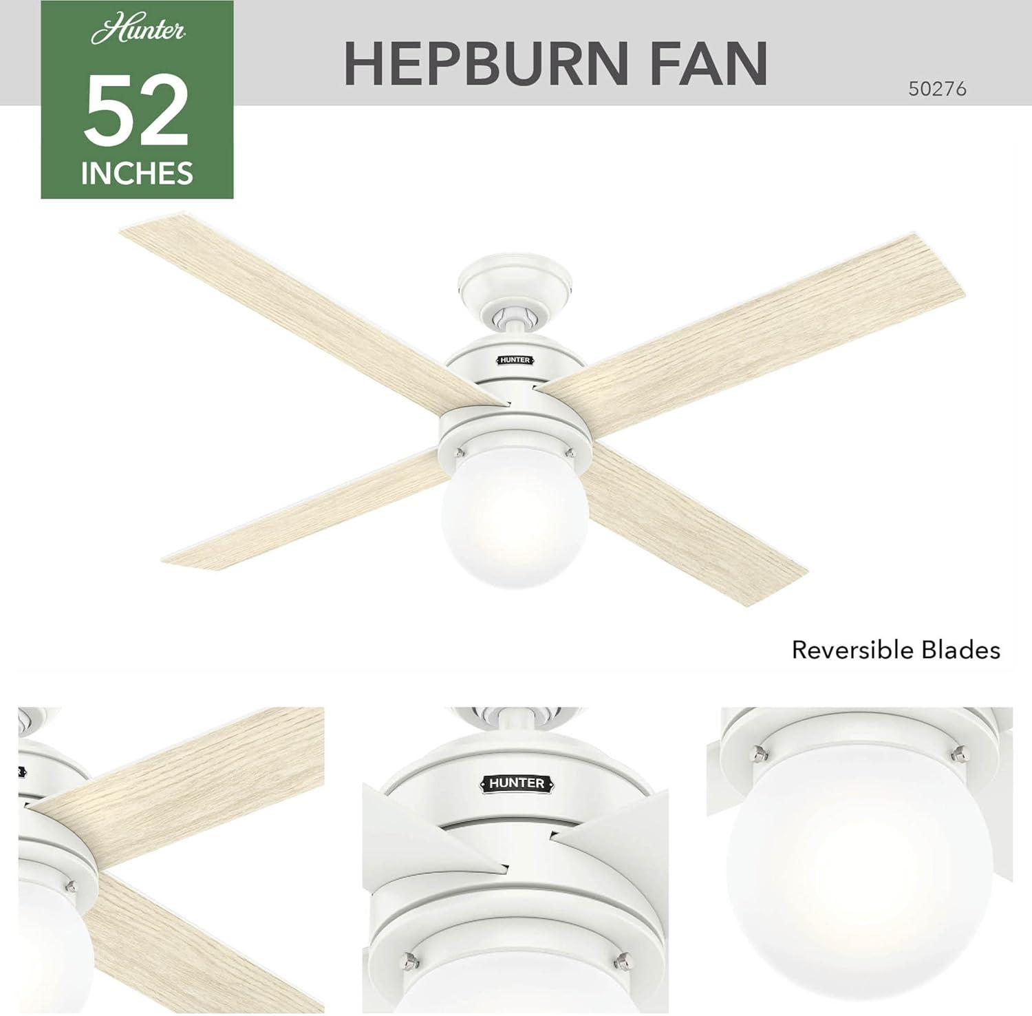 Hepburn 52" Matte White LED Ceiling Fan with Globe Light