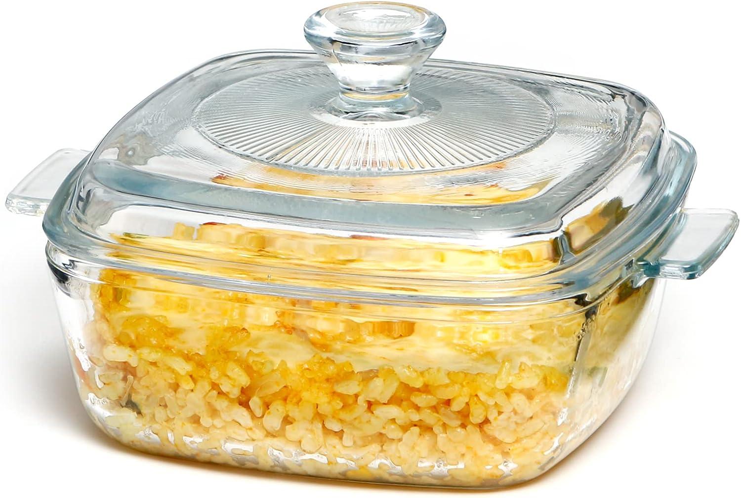 Mini Clear Glass Casserole Dish with Lid, 25oz