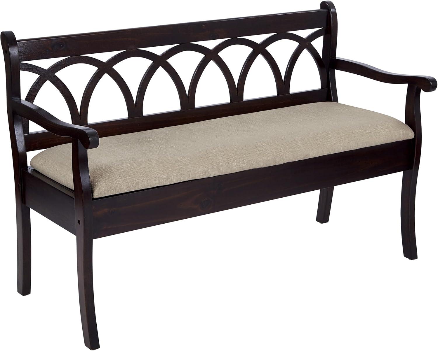 OSP Home Furnishings Coventry Storage Bench in Antique Black Frame and Beige Seat Cushion K/D