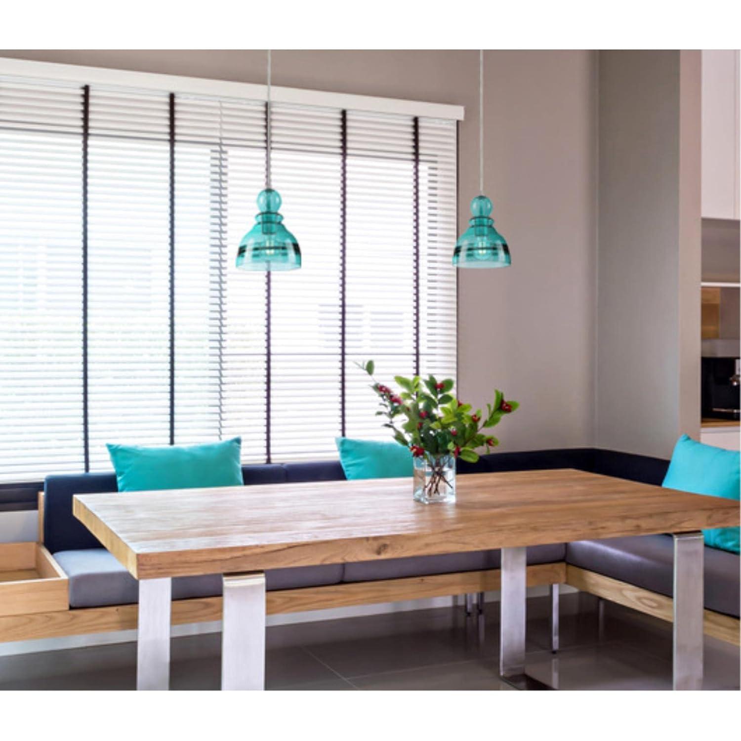 Westinghouse 6118900 Fiona 7" Wide Mini Pendant - Brushed Nickel / Turquoise Glass