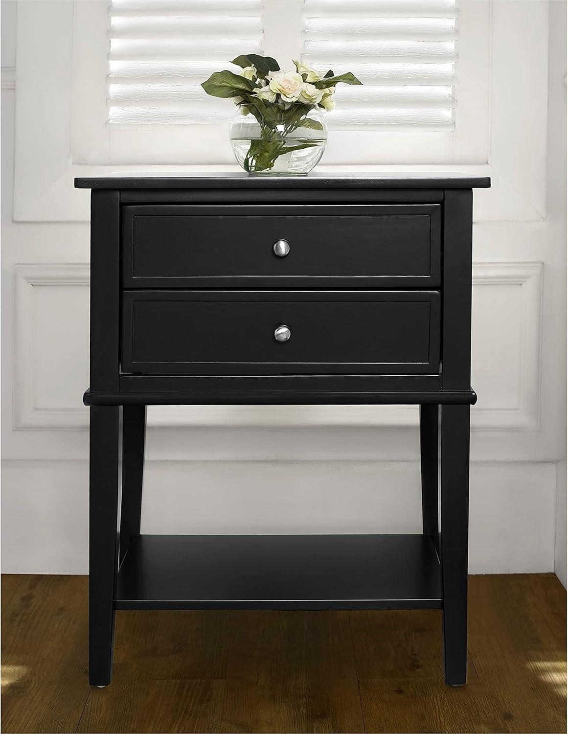 Ameriwood Home Franklin Nightstand Table with 2 Drawers and Lower Shelf