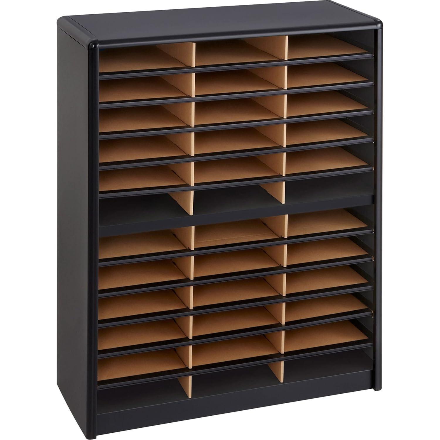 Safco Value Sorter 36 Compartment Metal Flat Files Organizer in Black