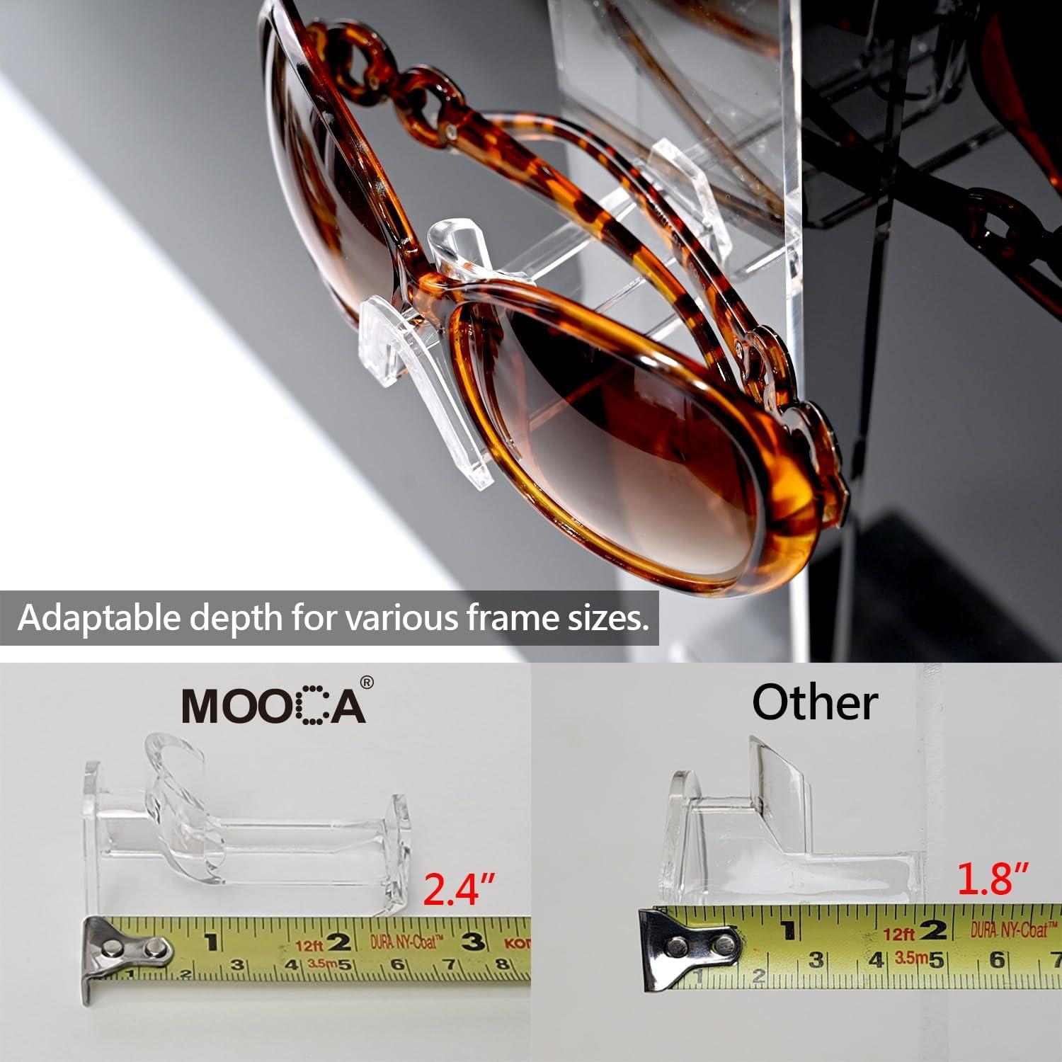 MOOCA Acrylic 5 Tier Slatwall & Wall-mounted Sunglasses Holder Organizer for Eyeglasses, Sunglasses, and Optical Glasses, Detachable Nose Features Enhance Portability & Durability