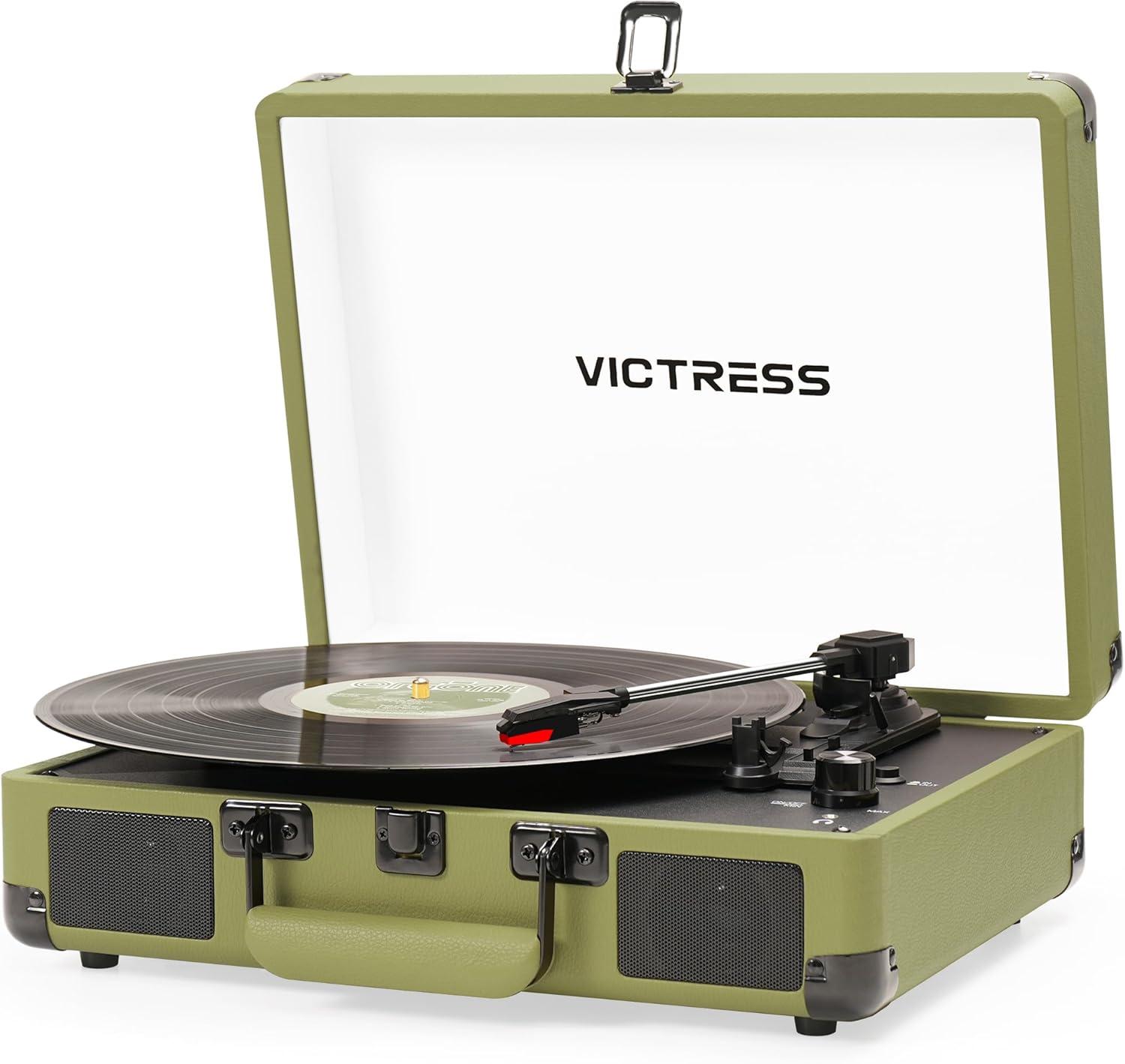 Victrola Journey 3-Speed Bluetooth Suitcase Record Player - Mint: Belt Drive Turntable