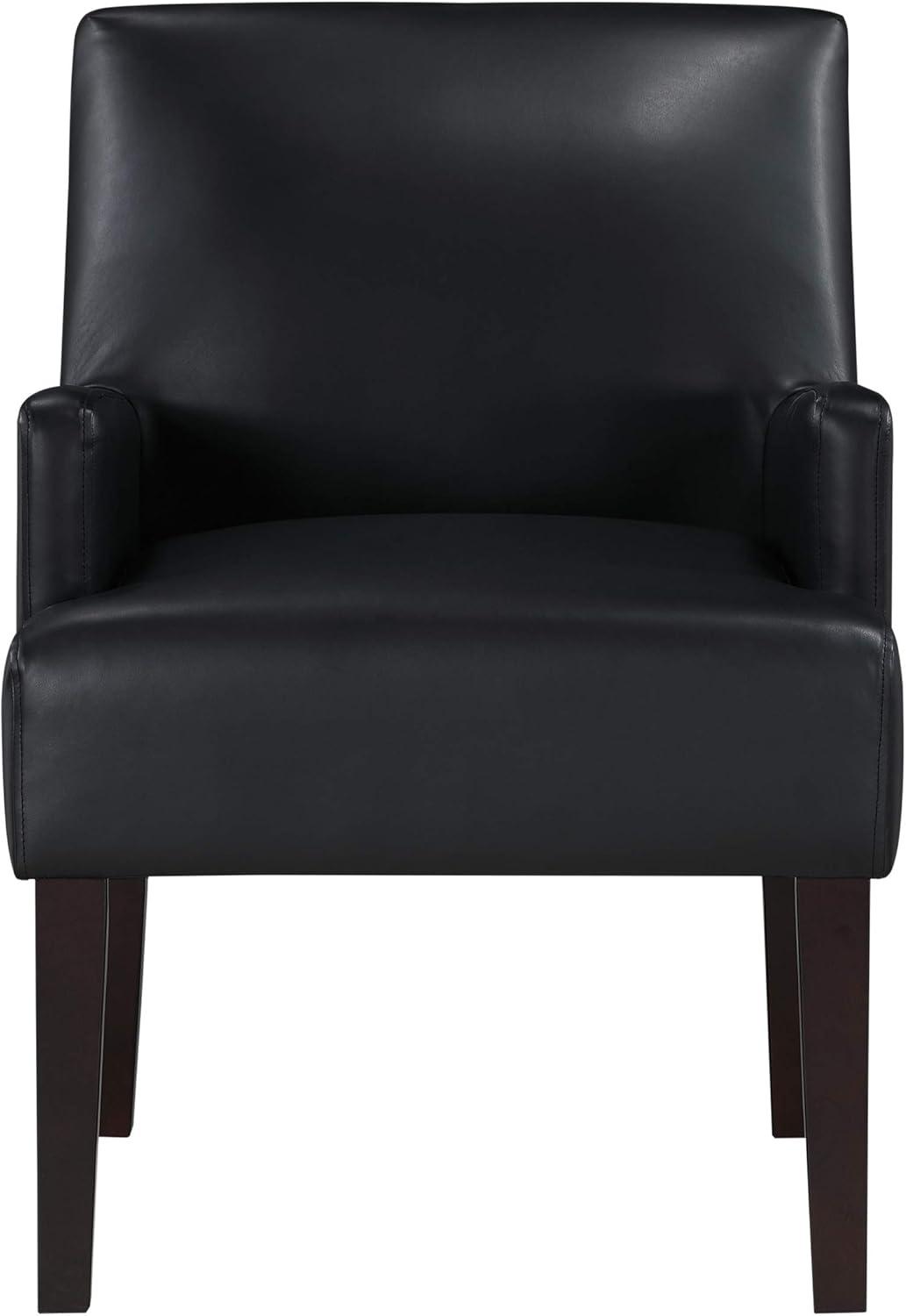 Black Faux Leather Accent Chair with Wood Legs