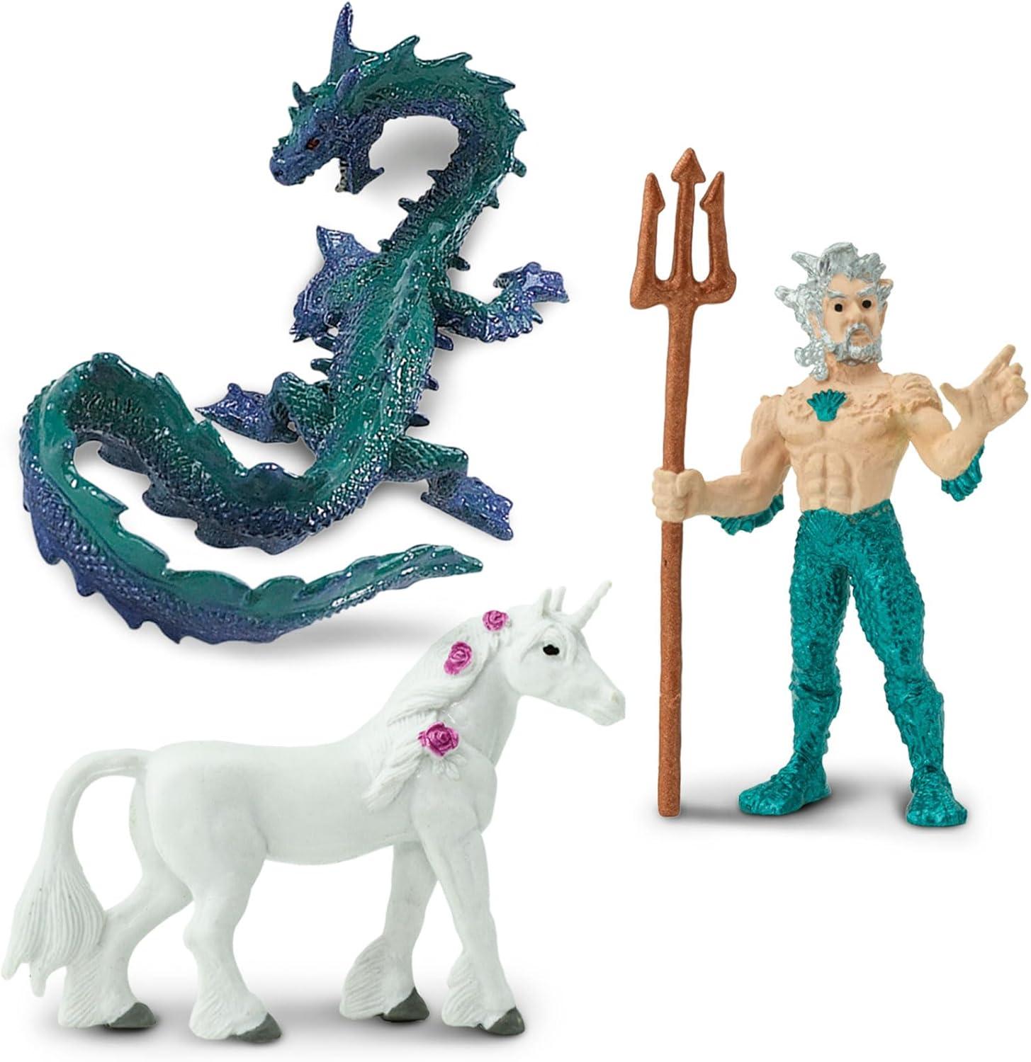 Safari Ltd. Mythical Realm TOOB - 8 Mini Figurines: Chimera, Griffin, Phoenix, Unicorn, Sea Dragon, Minotaur, Poseidon, & Mermaid - Mythology Educational Toy Figures for Boys, Girls & Kids Ages 3+