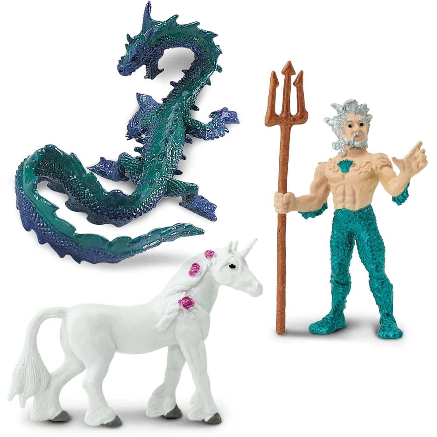 Safari Ltd. Mythical Realm TOOB - 8 Mini Figurines: Chimera, Griffin, Phoenix, Unicorn, Sea Dragon, Minotaur, Poseidon, & Mermaid - Mythology Educational Toy Figures for Boys, Girls & Kids Ages 3+