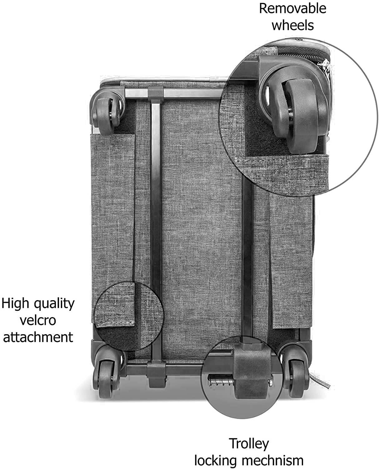 Ruff Life Airline Approved Expandable Premium Pet Carrier on Wheels- Two Sided Expandable Rolling Carrier- Designed for Dogs & Cats- Extra Spacious Soft Lined Carrier! - Pink