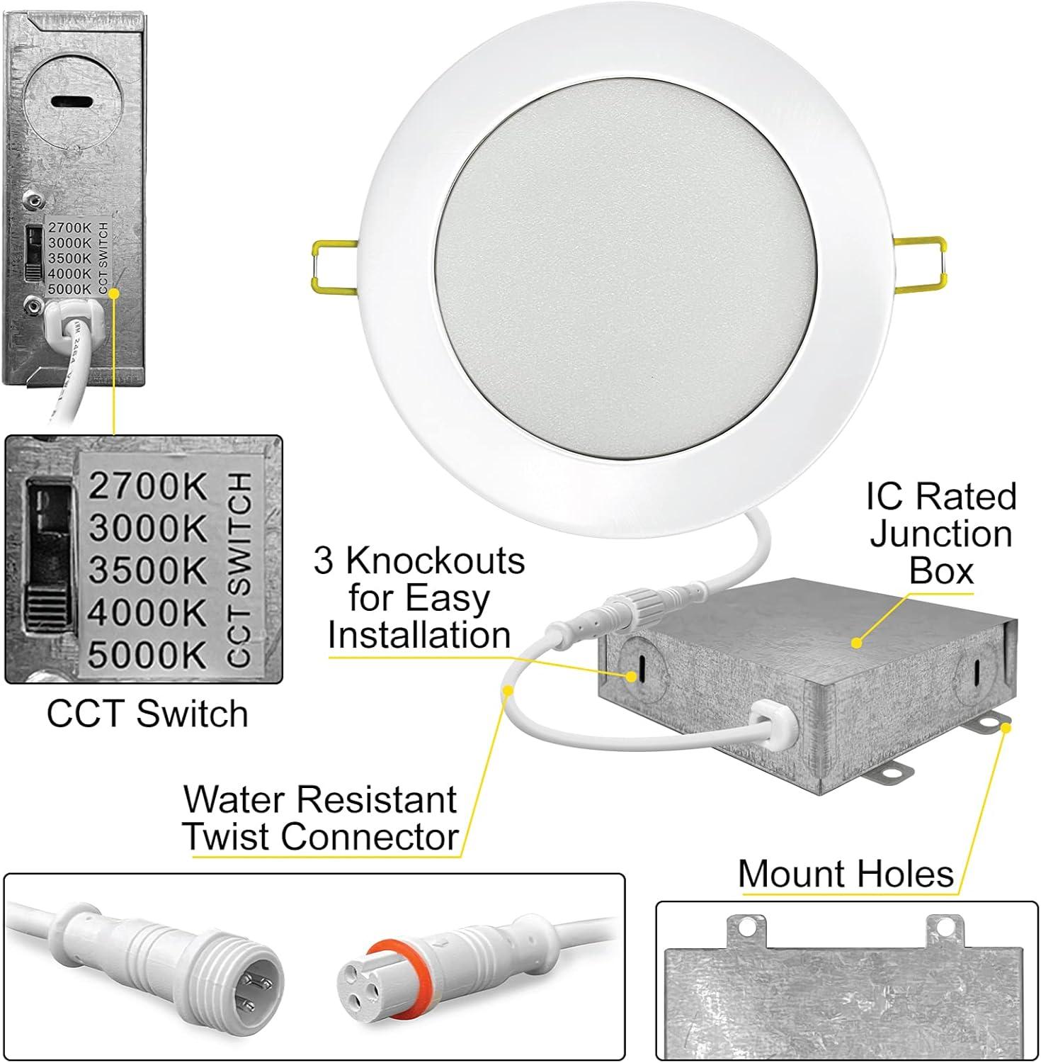 NuWatt 3'' Ultra Slim Selectable CCT New Construction LED Canless Recessed Wafer Light 12 Pack