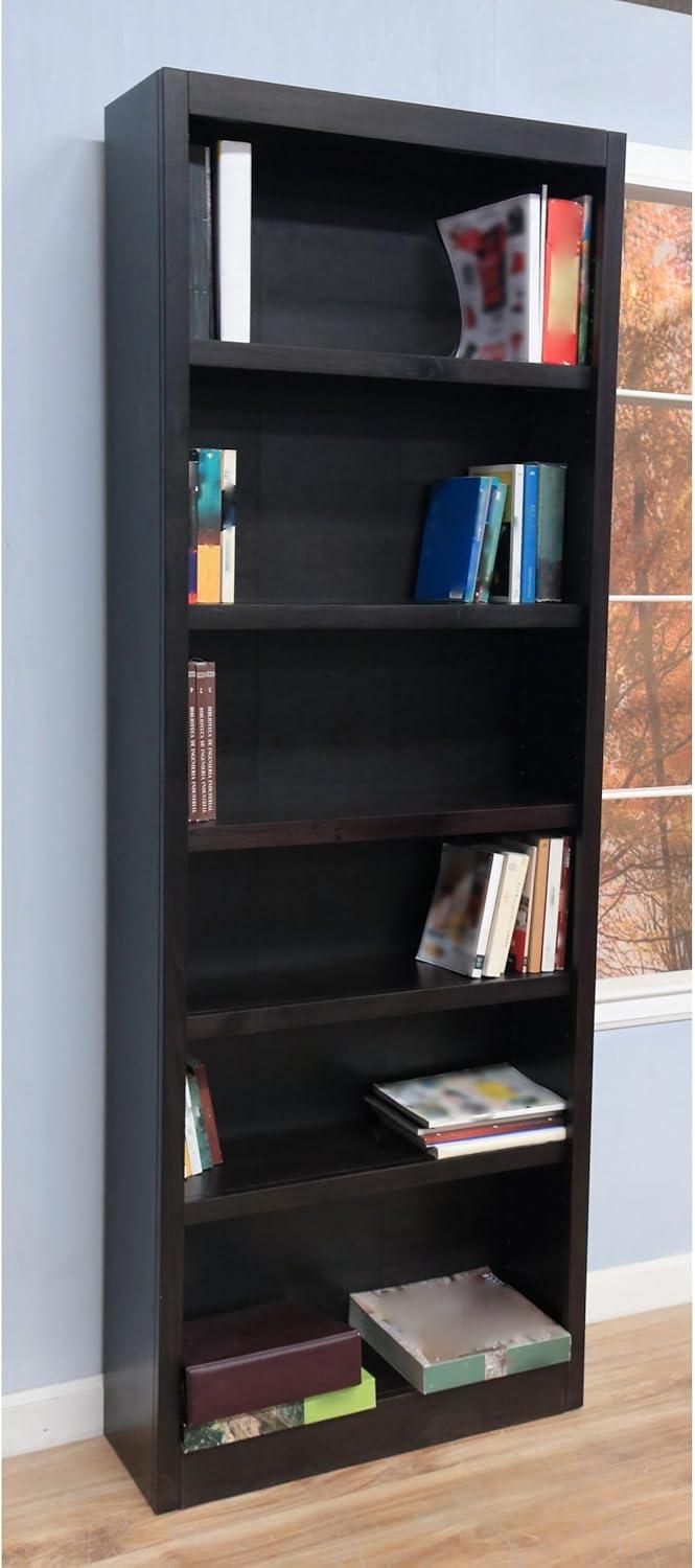 Concepts in Wood 6 Shelf Wood Bookcase, 84 inch Tall - Espresso Finish