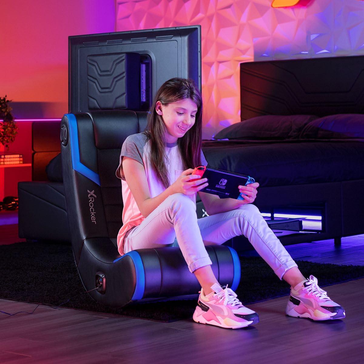 X Rocker Video Gaming Floor Rocker Chair, Built-in Audio, Back to School, Foldable, for Gamers, Bedroom, or Game Room for Boys, Girls, Teens 5-17