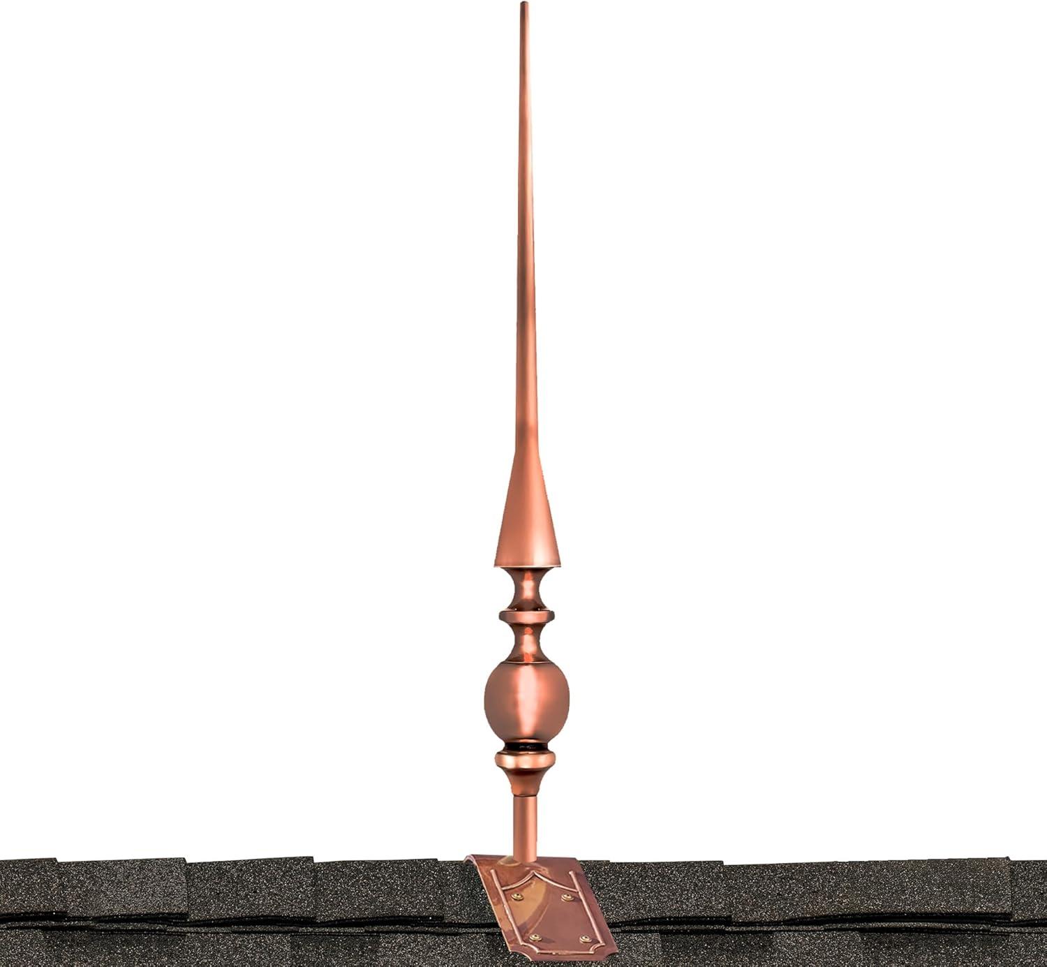 Good Directions 28" Aragon Pure Copper Finial with Decorative Copper Roof Mount - 34"H