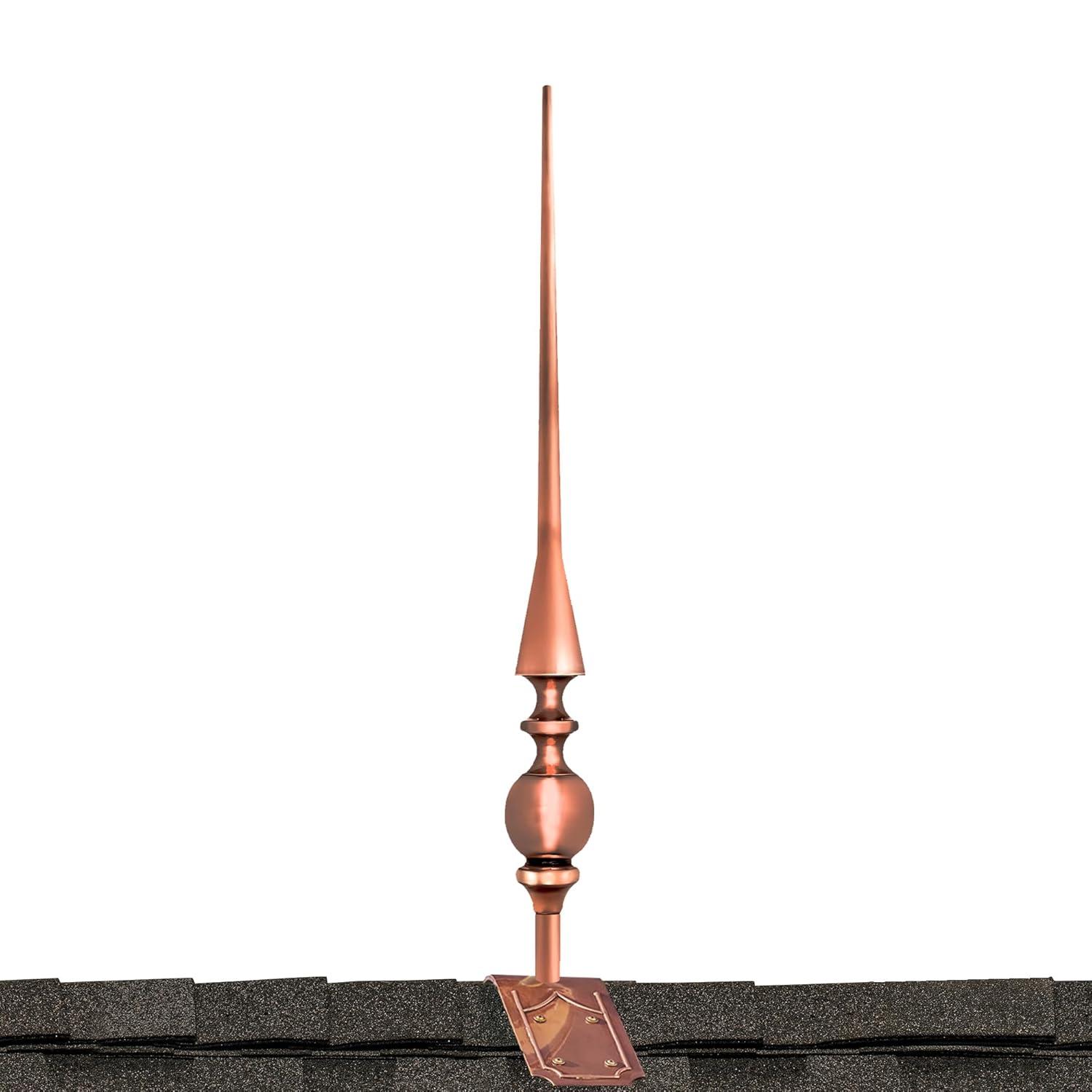Good Directions 28" Aragon Pure Copper Finial with Decorative Copper Roof Mount - 34"H
