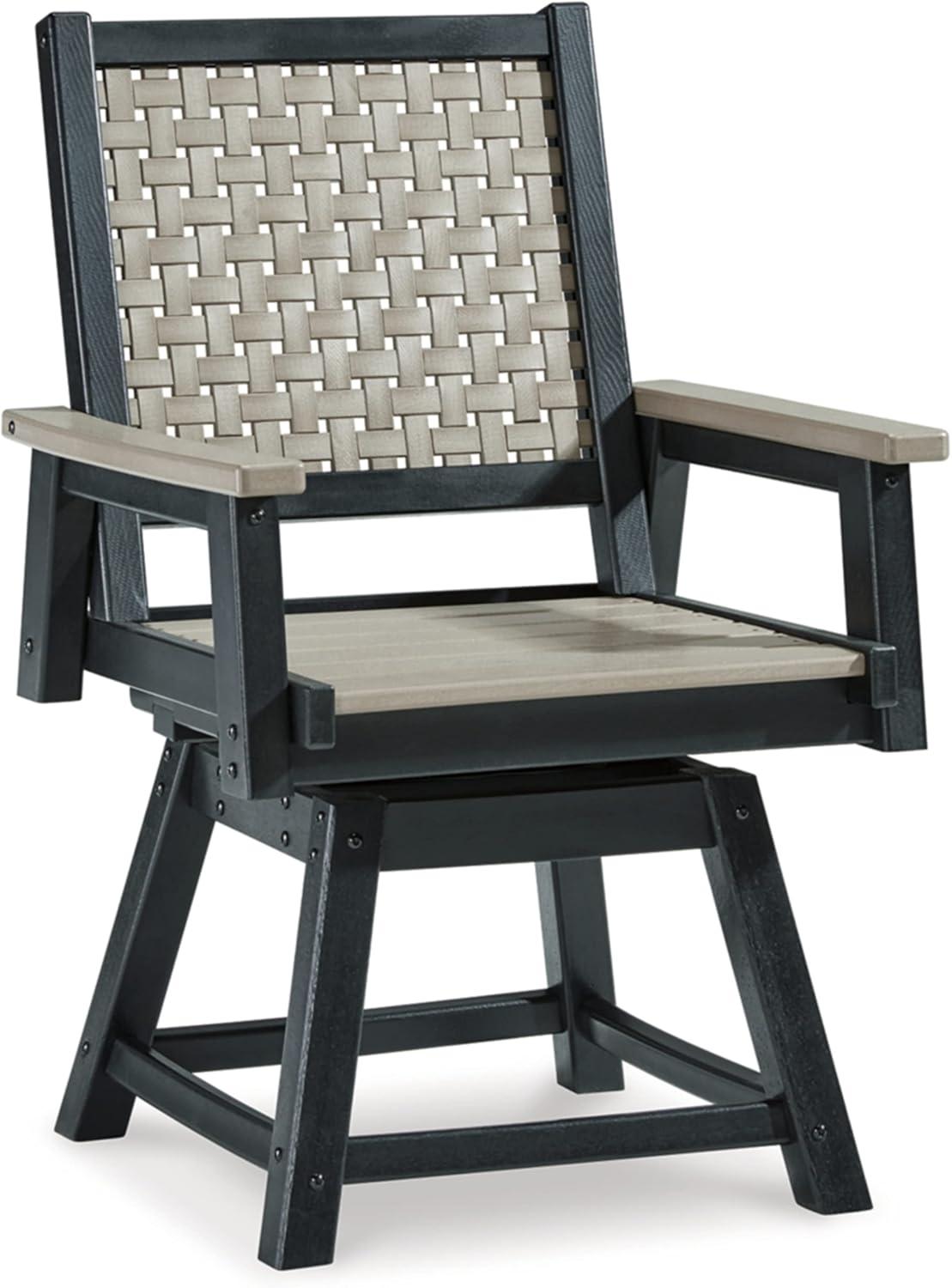 Signature Design by Ashley Mount Valley Outdoor Swivel Chair (Set of 2), Driftwood/Black