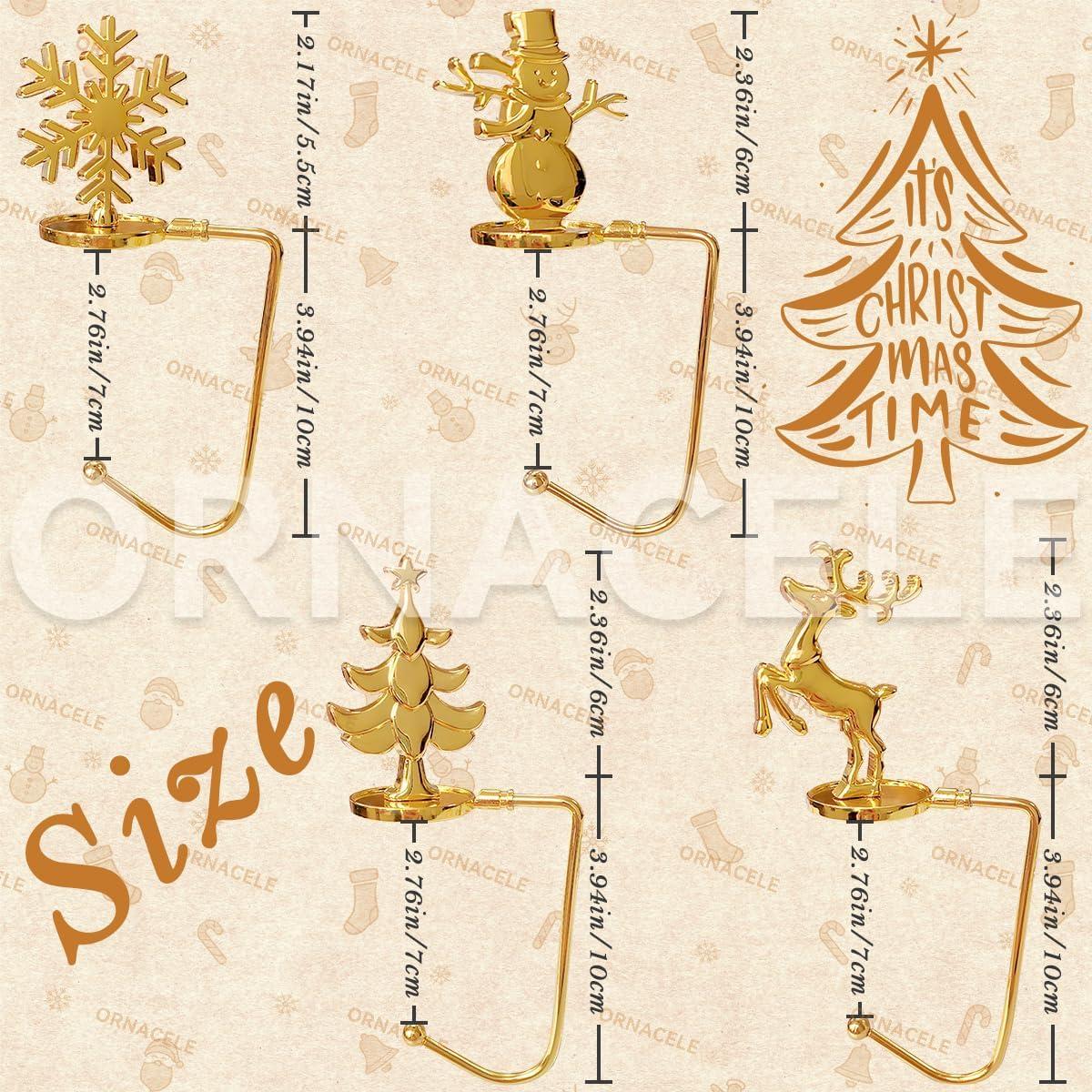 Clearance！ Gbayxj Christmas Stocking Holders for Mantle Set of 4/8pcs Christmas Tree Deer Snowflake Snowman Stocking Hangers for Fireplace/shelf/staircases/fireplace Mantle Christmas Decorations.